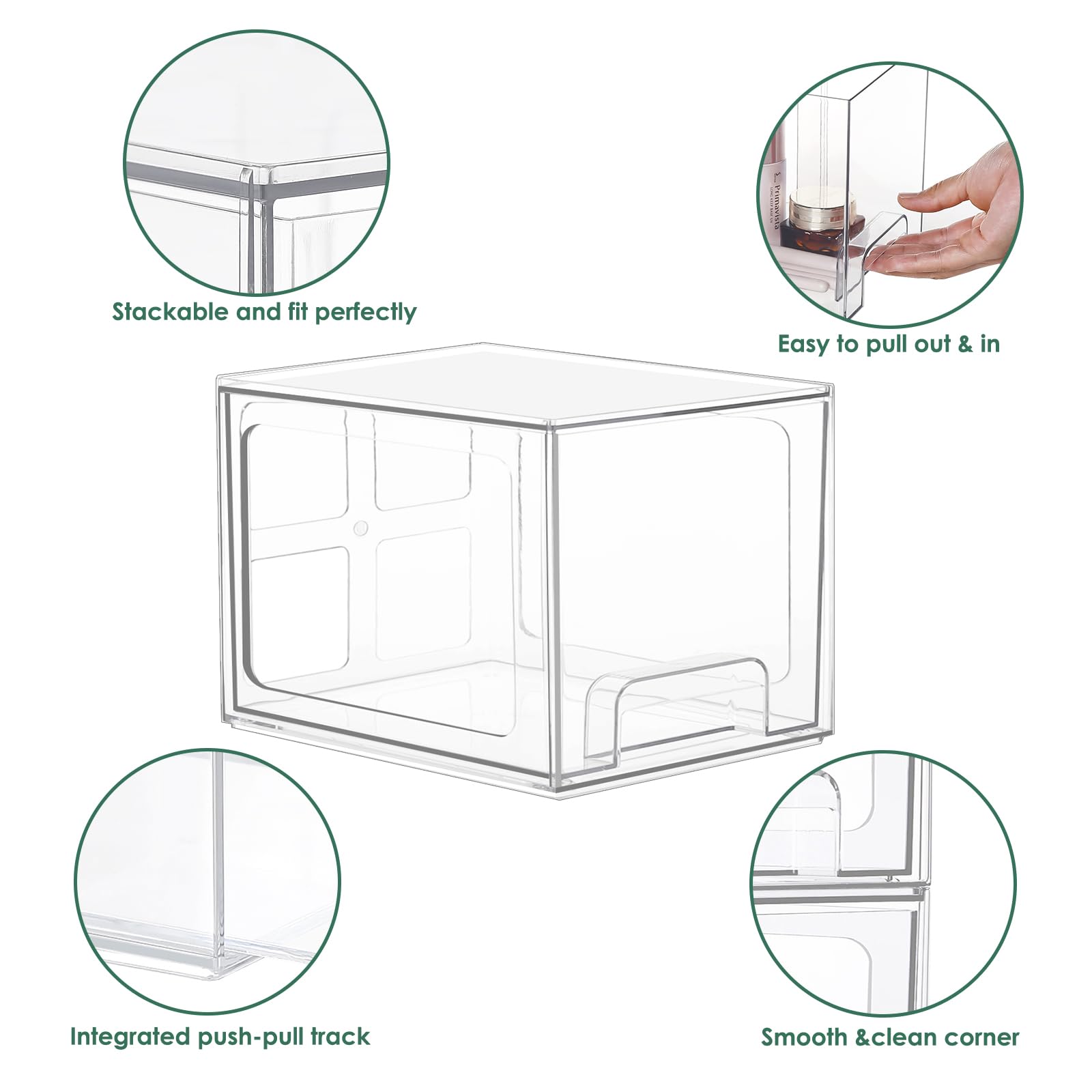 Greentainer 2 Pack Stackable Makeup Organizer Storage Drawers - Image 4