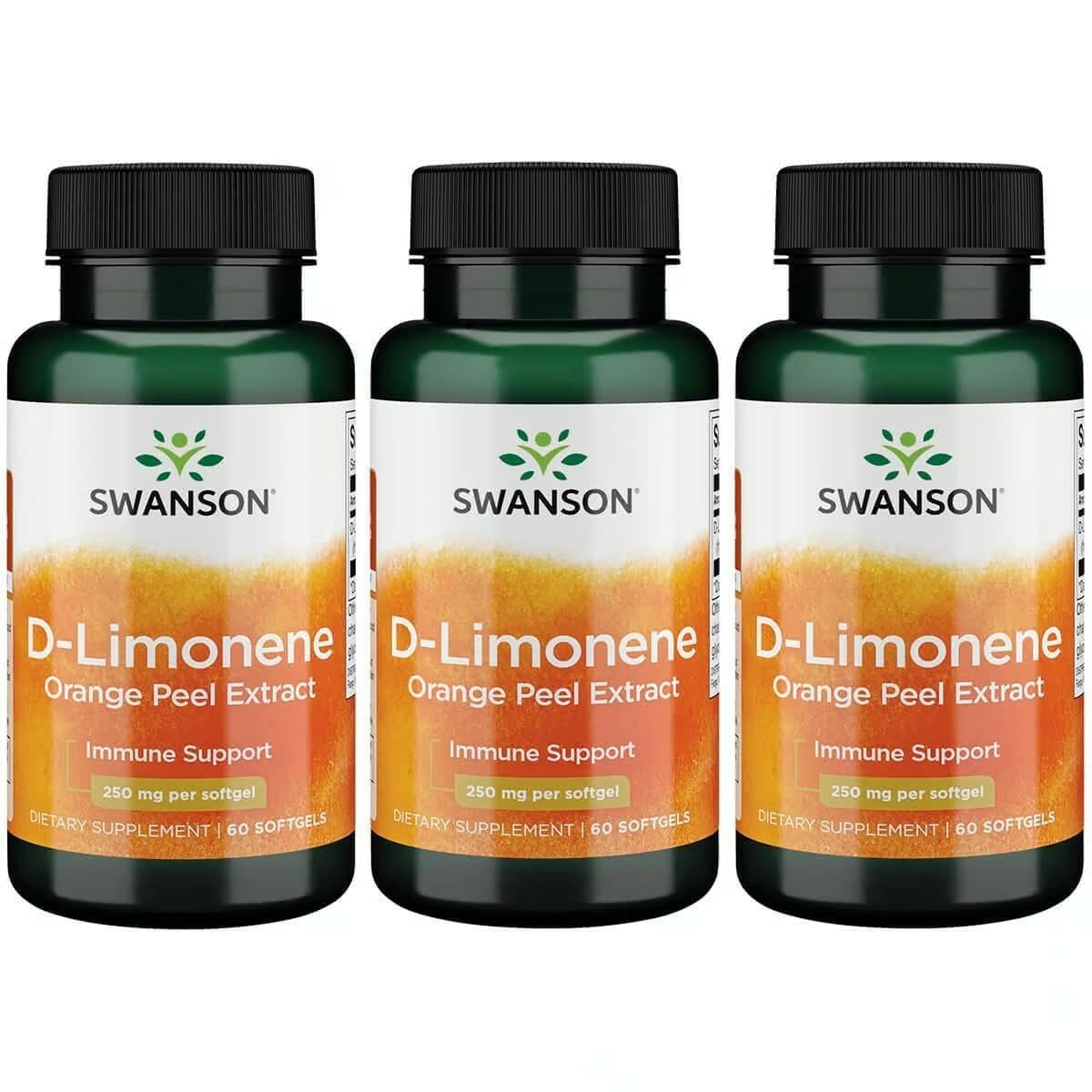 Swanson D-Limonene Orange Peel Extract, 250 mg, 60 Capsules, 3 Pack 60 Count (Pack of 3)
