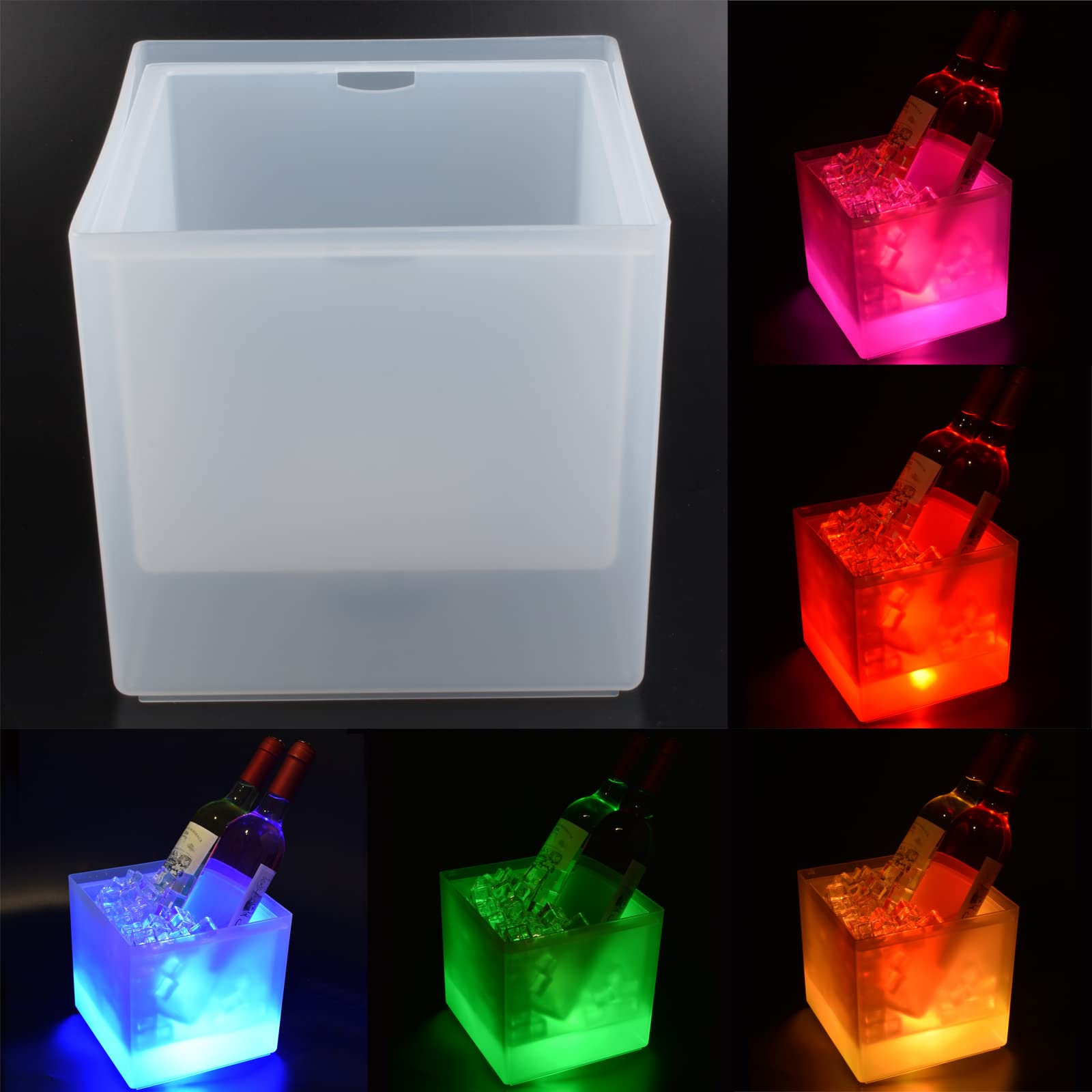 Cubo De Hielo Led De 3,5 Litros, Colorido Con Cambio Automático, Para Fiestas, Casas, Bares, Clubes, Restaurantes Temáticos, Ideal Para Congelar Vino Tinto, Cerveza