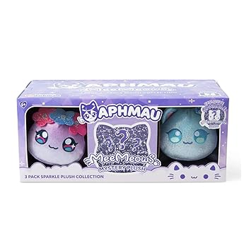 Aphmau 6 MeeMeow Plush Sparkle Collection 3-Pack, Surprise Box That Includes 2 Sparkle Plush + 1 Mystery Plush, Official Merch