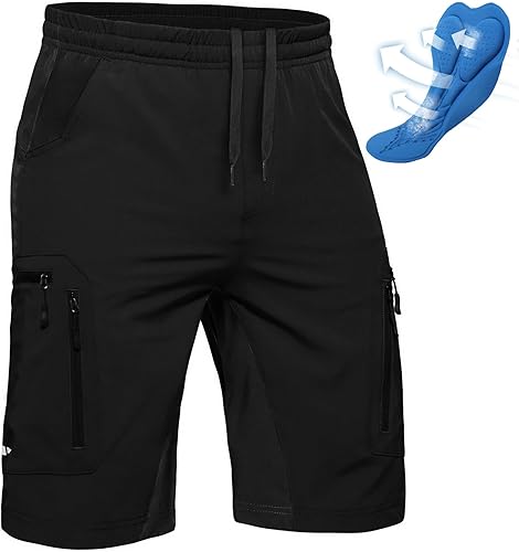 Ally Pantalones cortos de ciclismo de montaña para hombre, acolchados en 4D, ligeros, holgados, con bolsillos con cremallera, para ciclismo,