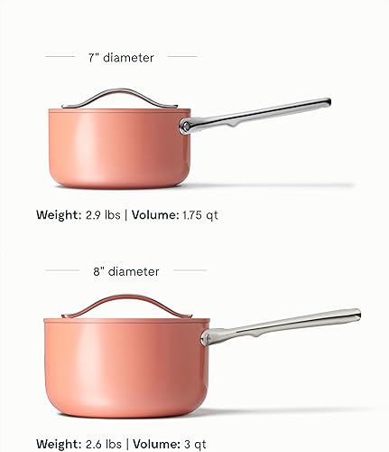 Miniatura 3 de Caraway Sartén antiadherente de cerámica con tapa (1.75 cuartos de galón), no tóxico, sin PTFE ni PFOA, apto para horno y compatible con todas