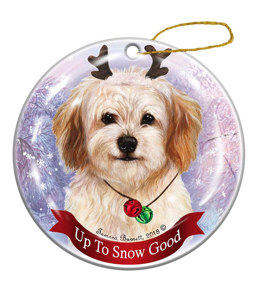 501 Golden Christmas Tree Ornaments Ceramic Christmas Decorations,Xmas Tree Hanging Christmas Baubles Keepsake Memorial Cavachon Reindeer Dog