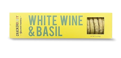 Crackerology Galletas y galletas gourmet (vino blanco y albahaca) - Embutidos - Ideal para tablas de queso - Galletas de vino blanco - Albahaca