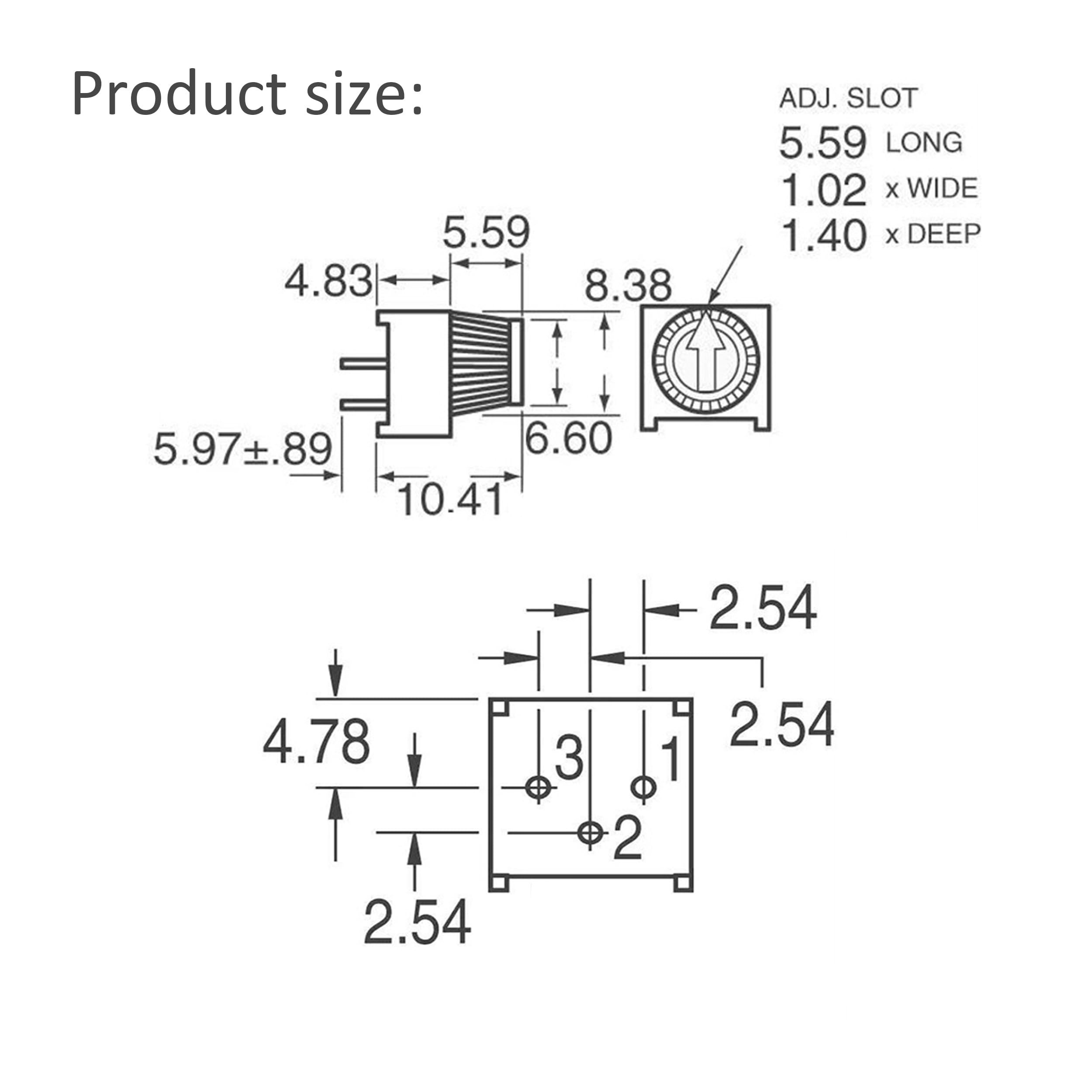Potentiometer-Set mit blauen Knöpfen, Variabler Widerstand, 1 K, 10 K, 50 K, 100 K Ohm, 20 Stück