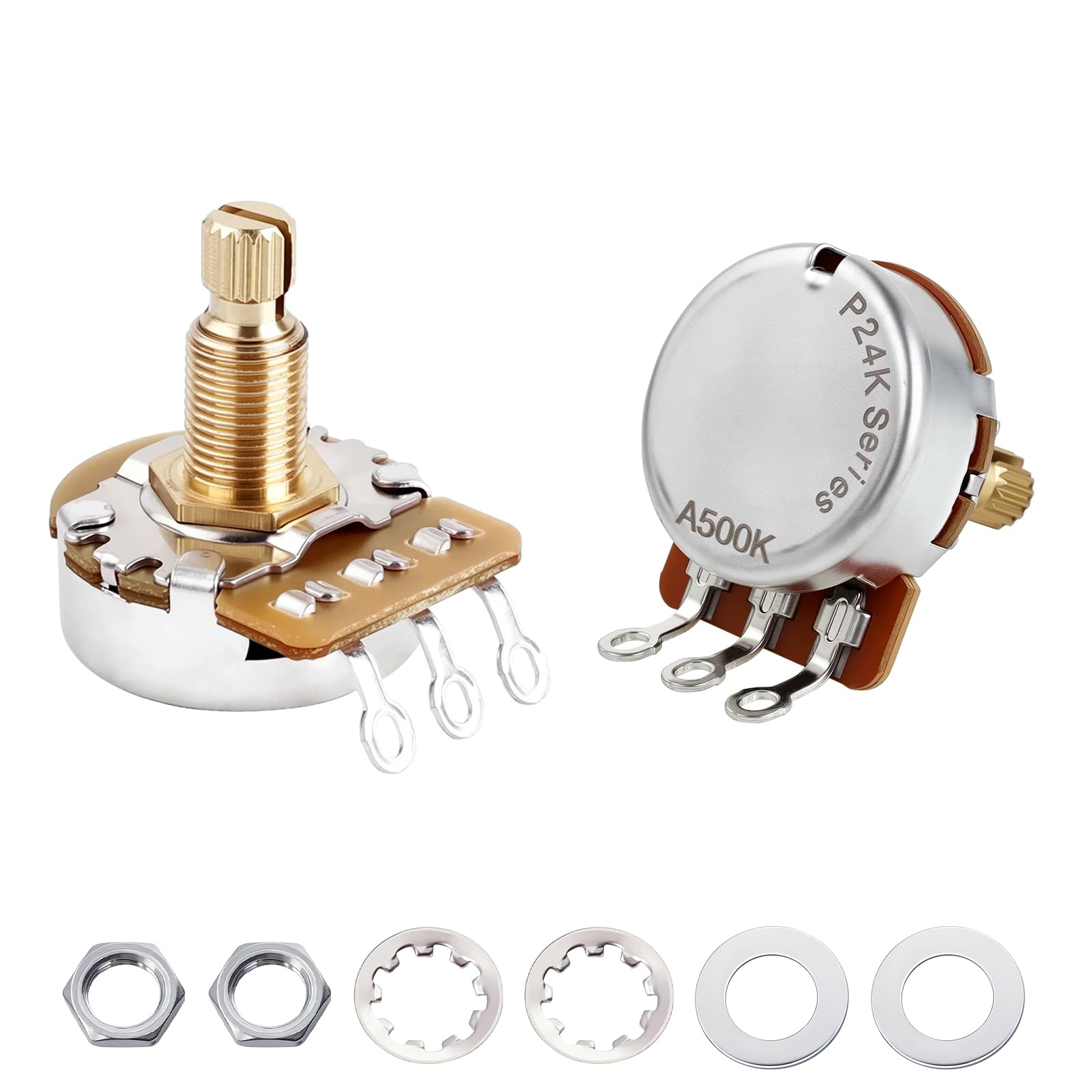 Banworks Brass A500K M8 Thread Guitar Pots Full Sized Metric 18-Spline Pots