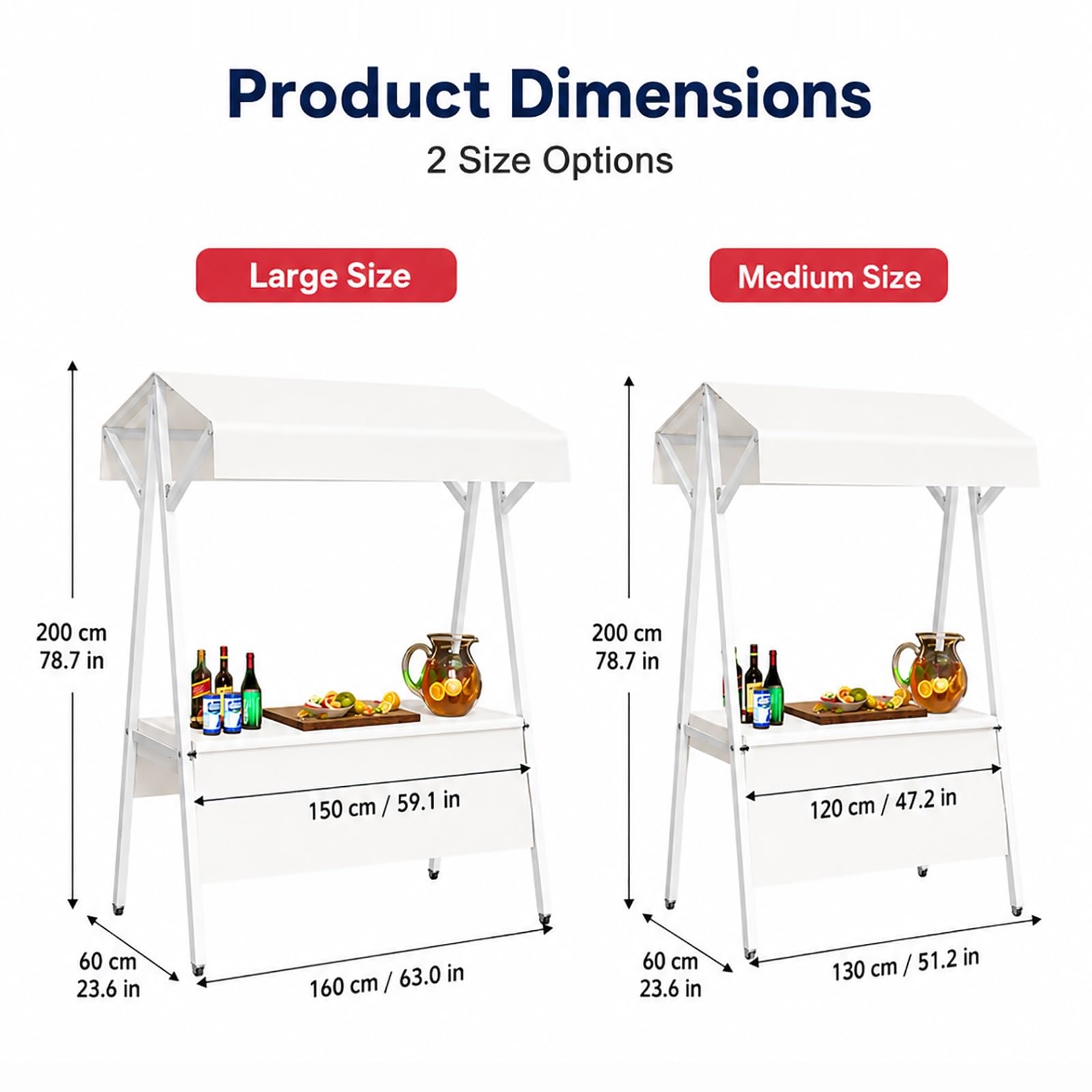Puesto de Venta Portátil con Toldo, Puesto Ambulante Plegable, Carrito de Venta para Comida, Stand Expositor para Mercadillos, Puesto para Mercado Agrícola con Ruedas(Green,130x60cm/51x24in)