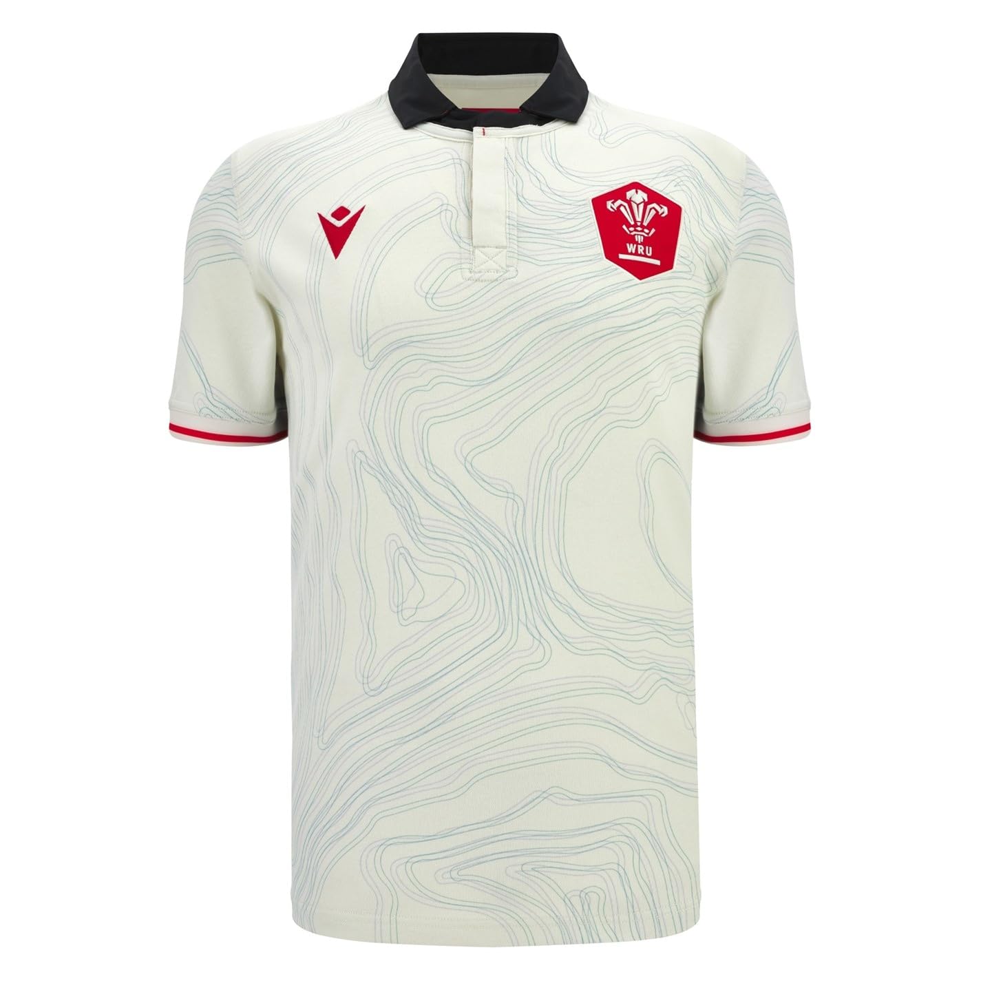 '25-'26 Wales Wru Away Cotton Rugby Shirt Azerbaijan Made By: Macron Men's White Extra Large