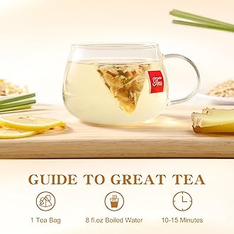 FullChea - Lemon Ginger Tea Bags, 50 Teabags - Pleasantly Spicy & Warming - Non-GMO - Caffeine-free - Support Healthy Digestion & Boost Immunity