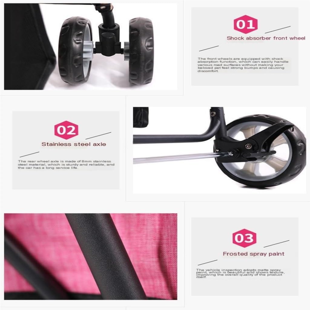 Pet Strollers Pet Stroller, Lightweight Folding Stroller, Lightweight Four-Wheeled Stroller for Cats to Go Out for A Walk Pet Stroller Medium(K)