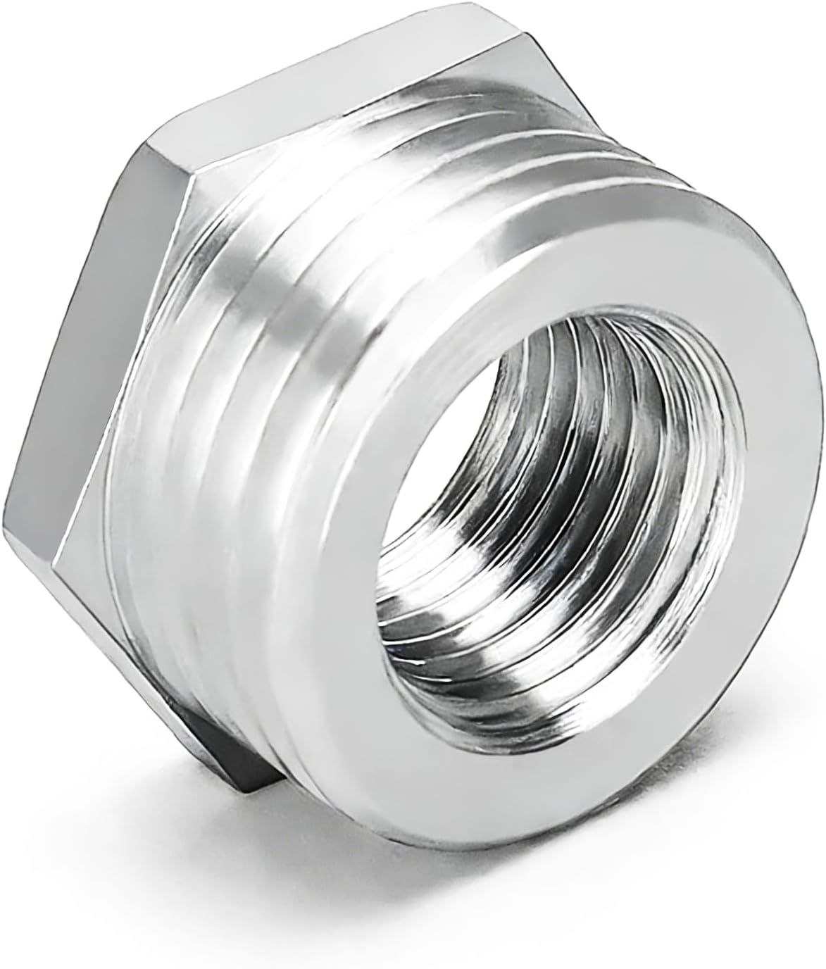 Reducer Hex Bushing, 4" x 2" NPT 304 Stainless Steel Pipe Connectors, Reducing Pipe Adapter Fitting for Plumbing Air Gas