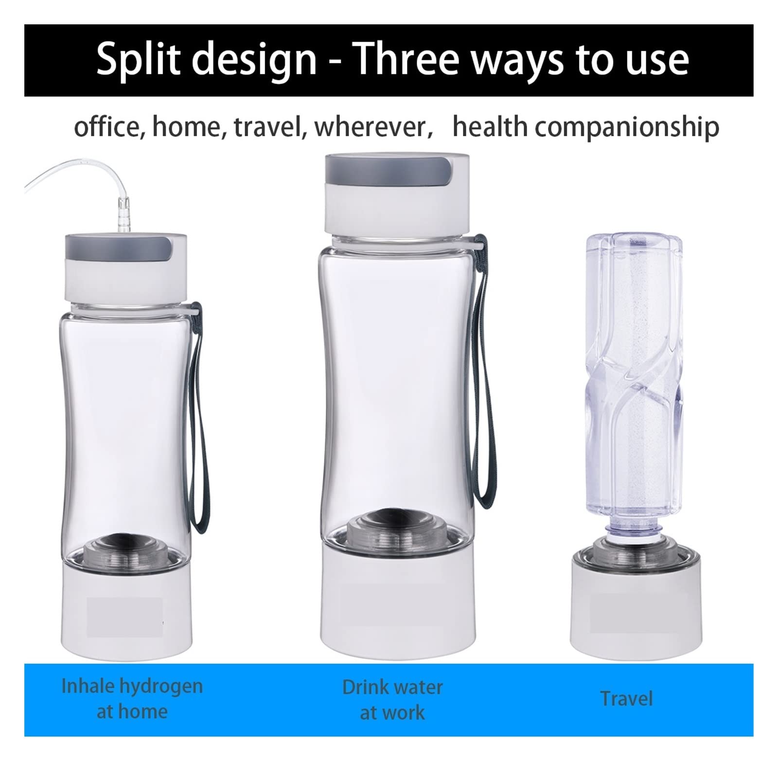 Filtro de agua, Copa de botella generadora de agua rica en hidrógeno - SPE PEM Dual Chamber Maker - Dispositivo de inhalación H2(Glass Cupbody)