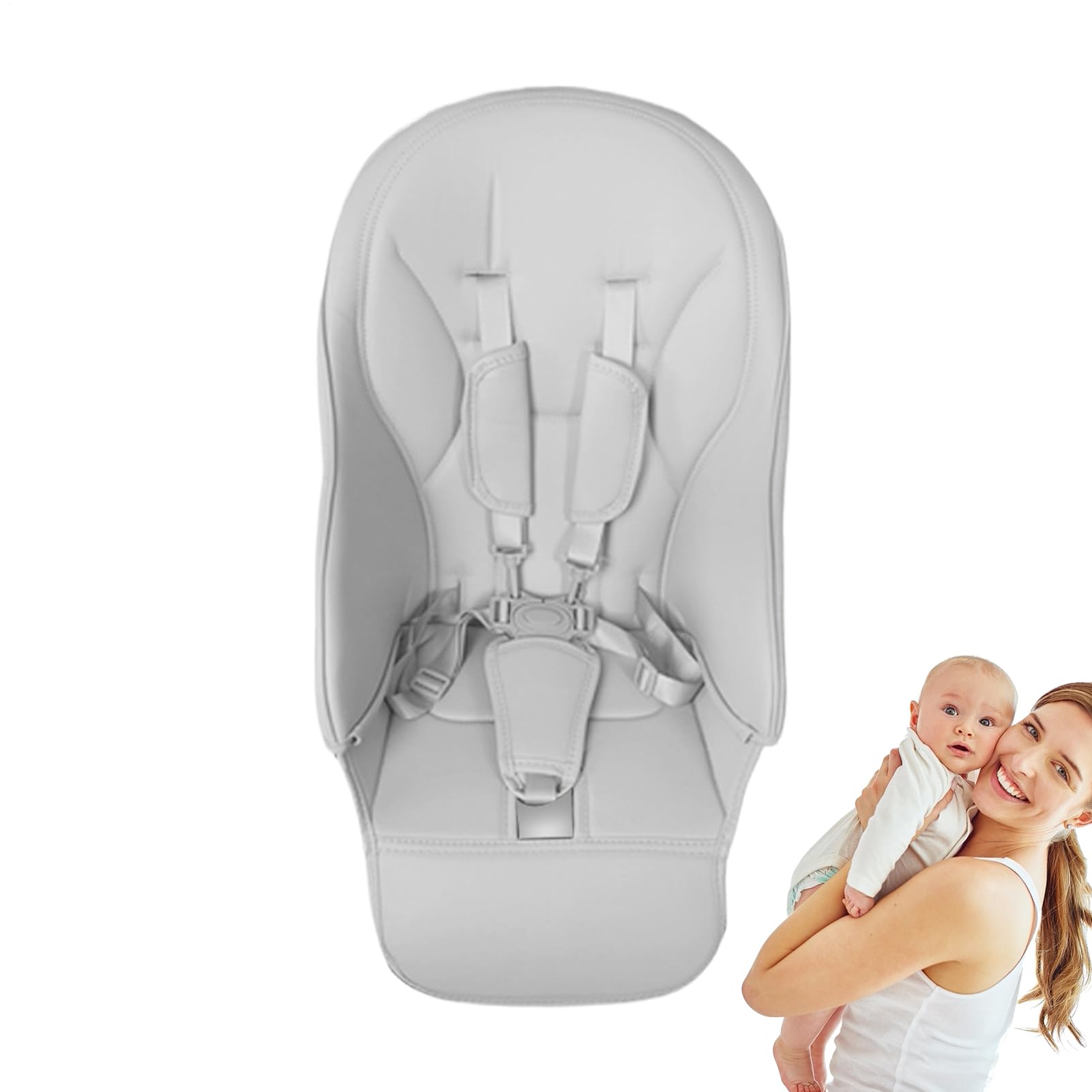 Wouqinen Baby High Chair Cushion, Breathable PU Leather High Chair Cover Replacement, Multifunctional Highchair Seat Padding Cover for Baby Kids