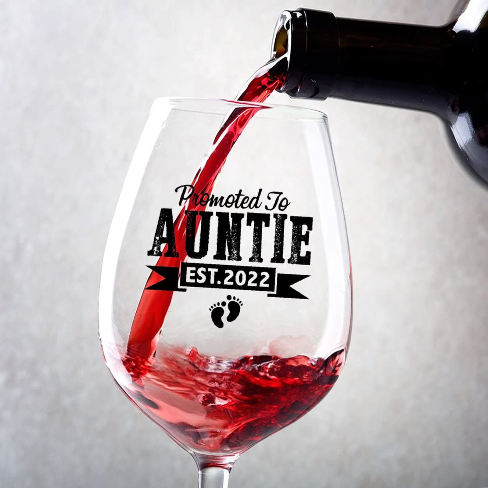 Verres à vin rouge haut de gamme pour couple, set Promoted to Auntie élégant de 325 ml