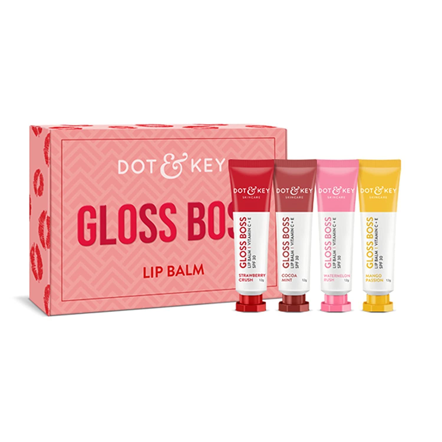 Gloss Boss SPF 30 Vitamin C E 4-in-1 Lip Balm Kit for Dry Dark Lips 100 Vegan Strawberry