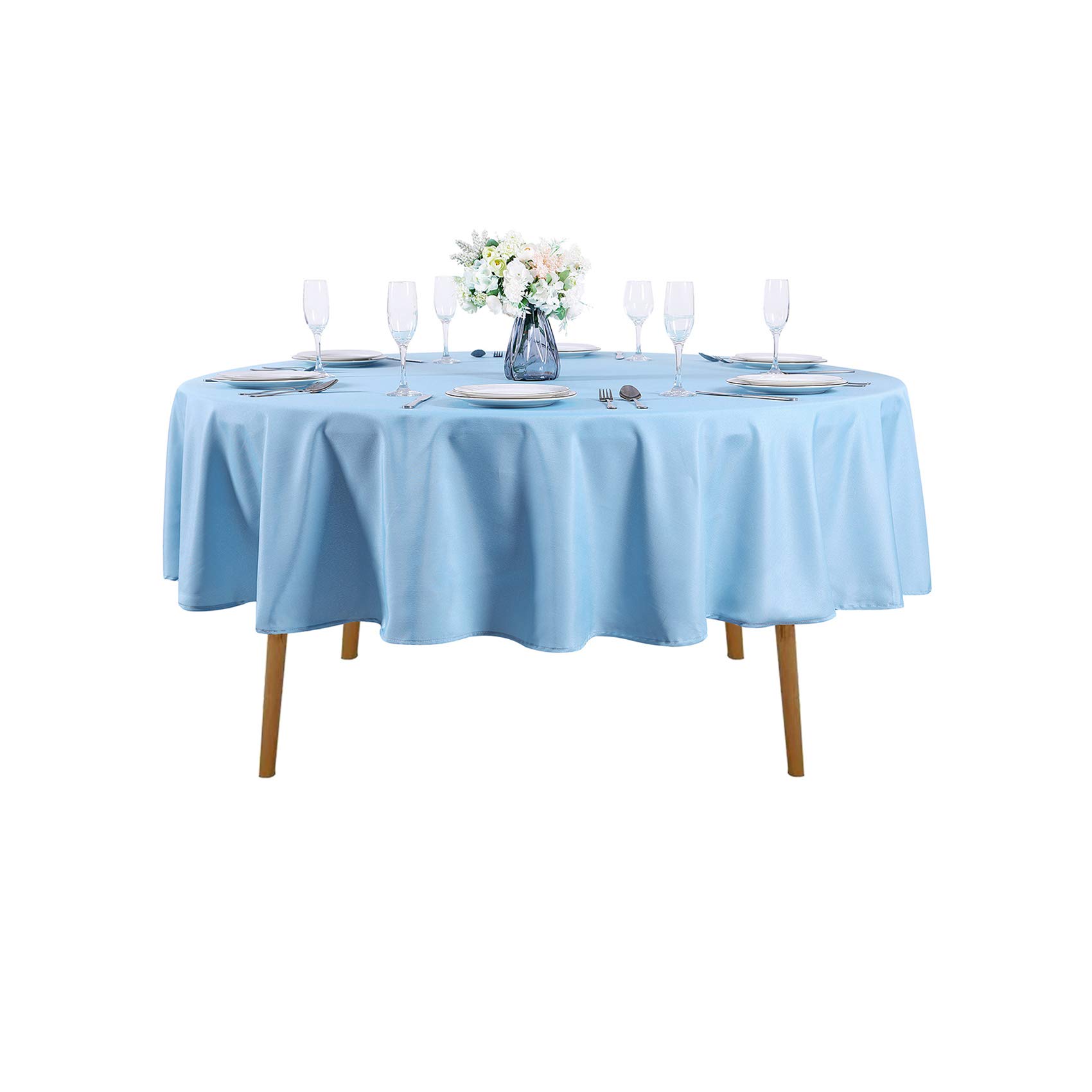 Cupuamon 70 inch Round Tablecloth Washable Polyester Table Cloth Decorative Table Cover for Wedding Party Dining Banquet（70 inch,Blue Mist）