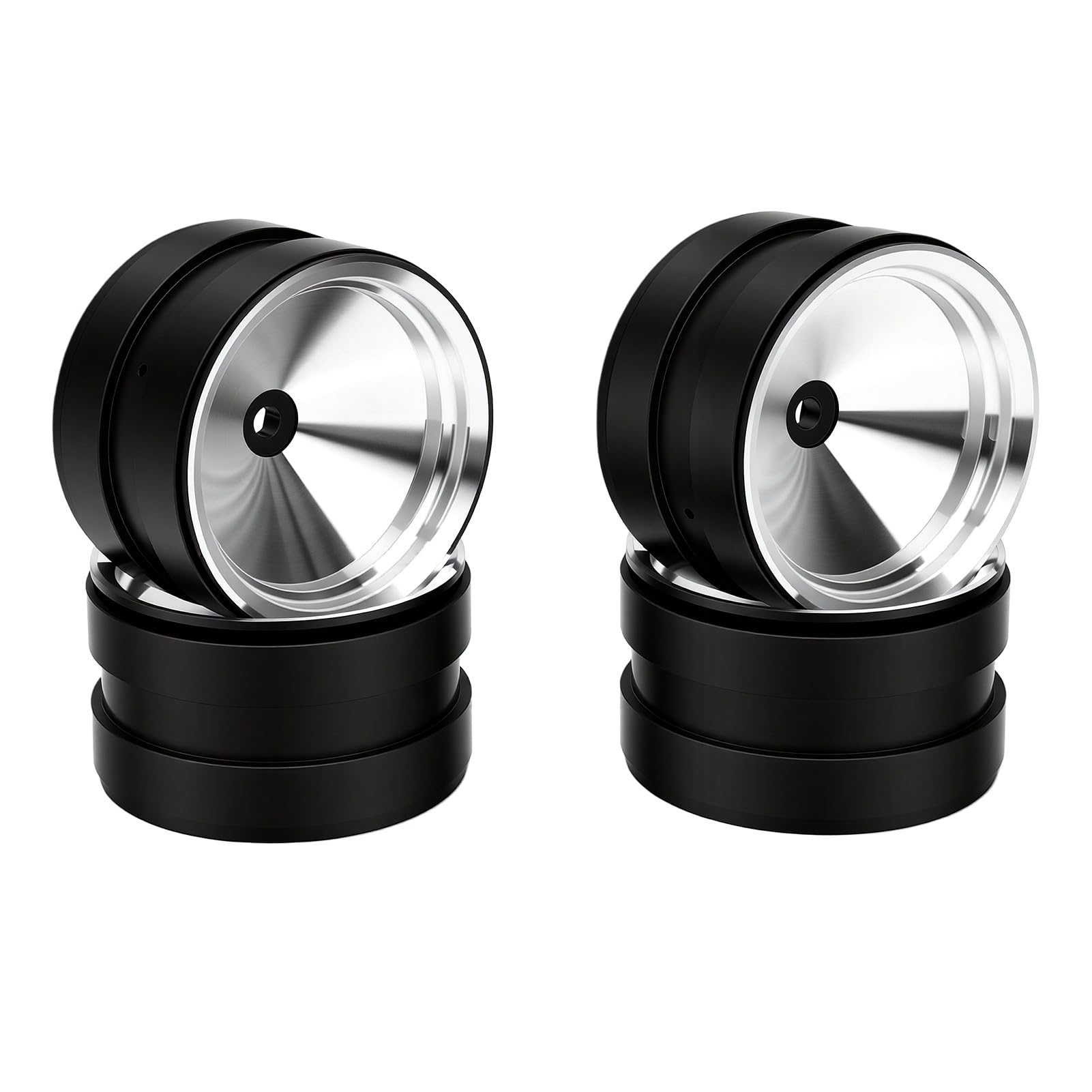 Cryfokt 4 szt. Piasty kół Gąsienic RC 1/10, Stop Aluminium 2,2 Cala (BLACK)