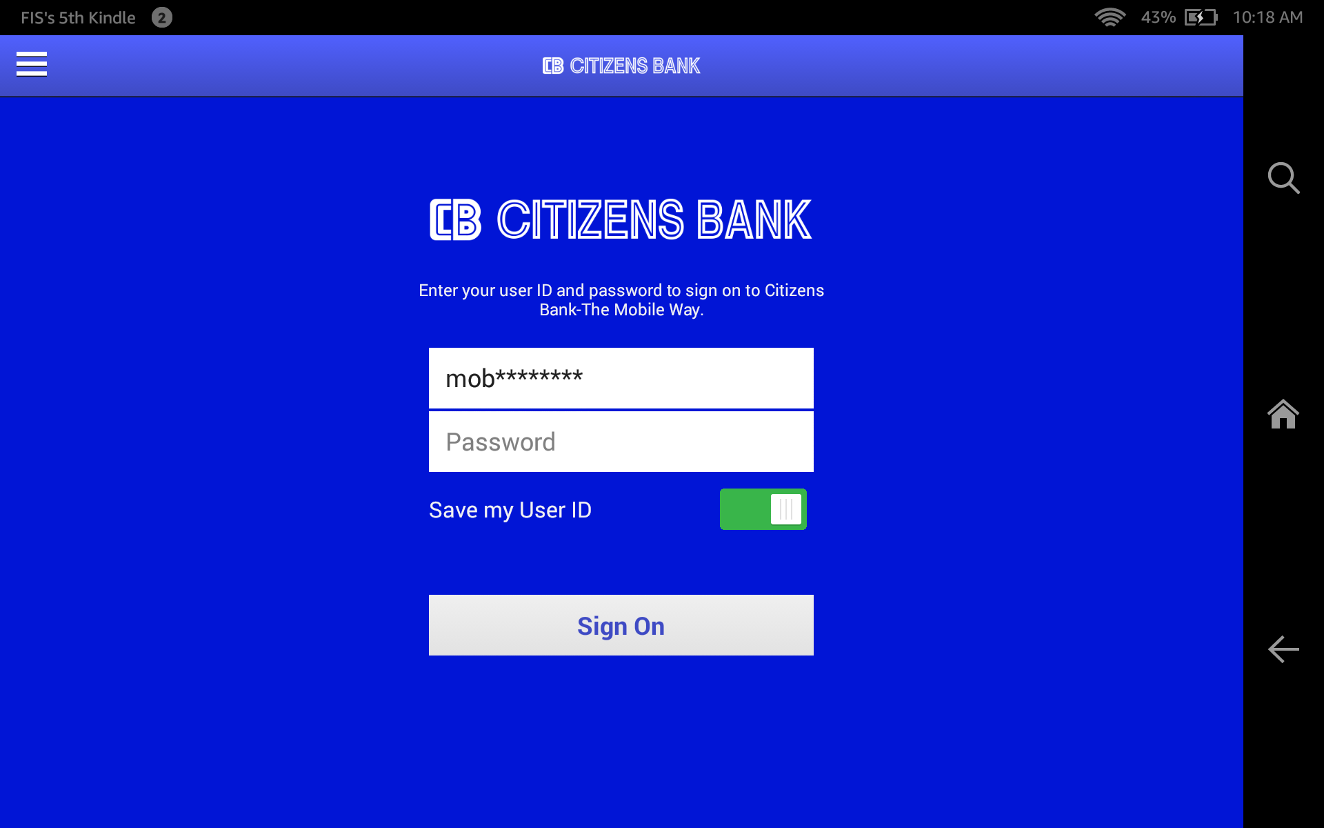 Citizens Bank-Mobile Way for Kindle - App on Amazon Appstore