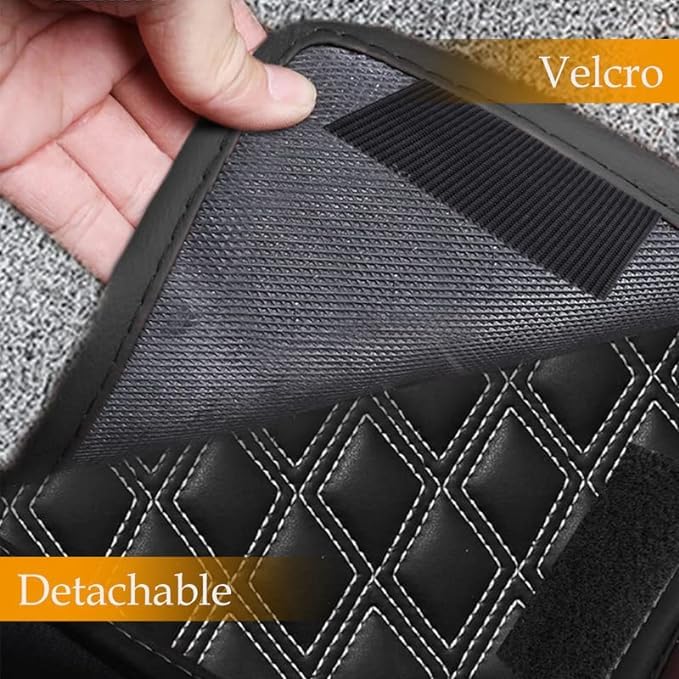 Image of NEXTA 7D Premium Faux Leather Custom Fitted Car Floor Mats for MG Majestor - 7 Seater (All 3 Rows) Double Stitching II 7 Layer Protection 100% Waterproof & Washable(Black & Silver Stiching)