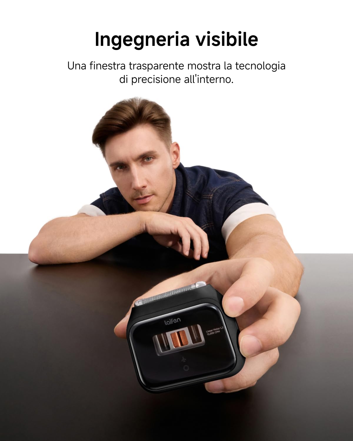 Laifen P3 Bundle Rasoio Elettrico a Lamina a 3 Lame con Accessori, Nero | Motori Lineari 2×12.000 Tagli/min., Rasatura a Secco e a Umido, Lamina 0,055 mm, Batteria 100 min, USB-C, IPX7