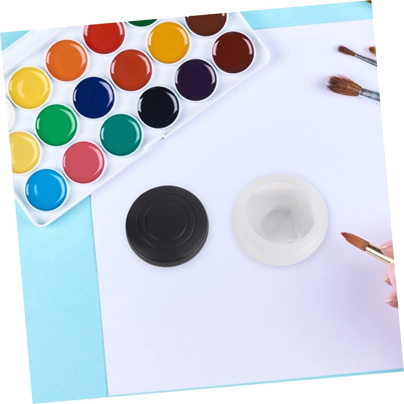 NUOBESTY 2pcs Stainless Steel Oil Palette Cups with Lids Wide Mouth Brush Cleaning Pots Multi-Function Paint Mixing Containers for Oil Painting Artists and Art Students