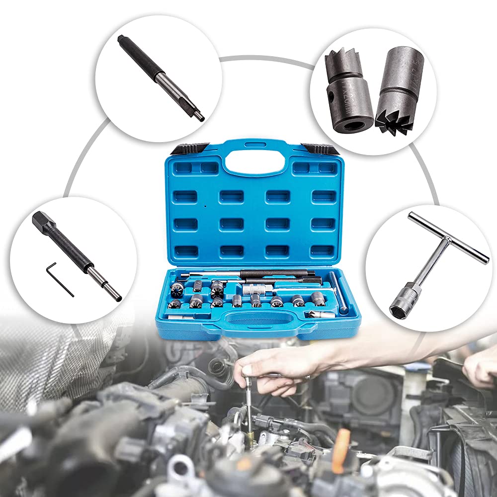 maXpeedingrods Injector Seats Cutter Set Universal Tool Kit 17p Engine timing tool kit sets new