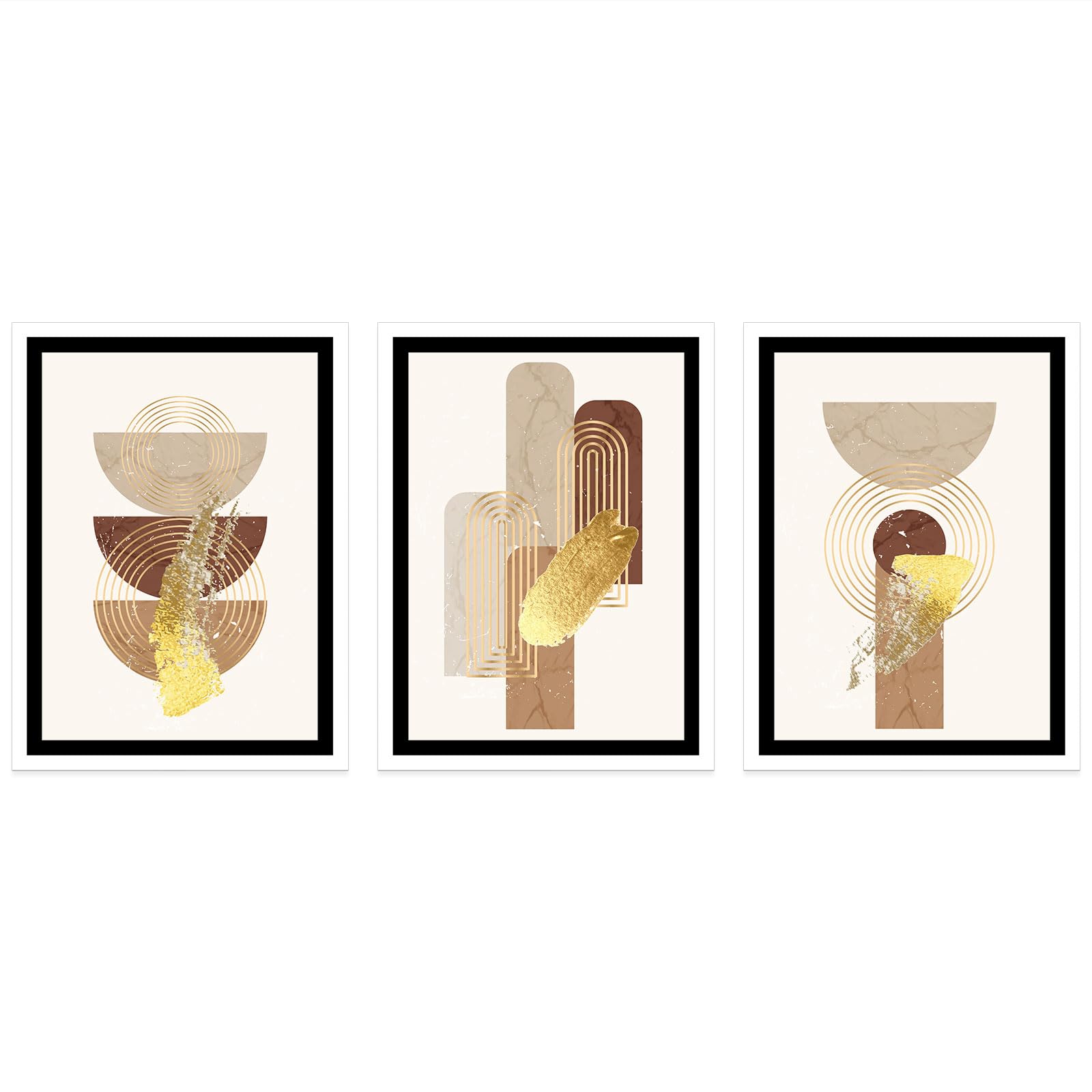 Lumalea - Zestaw 3 plakatów/plakatów z motywem boho - czarno-białe obramowanie - 3 plakaty - 60 x 80 cm