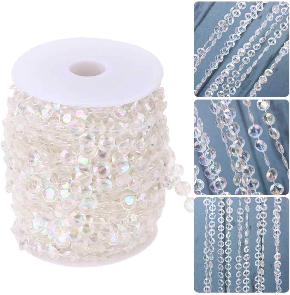 Romote 10M/Roll Transparent Bead String Crystal Acrylic Gems Bead Fish Line Bead Chain DIY Jewelry Festival Venue Layout Wedding Chain Garland Tree Garland Christmas Party