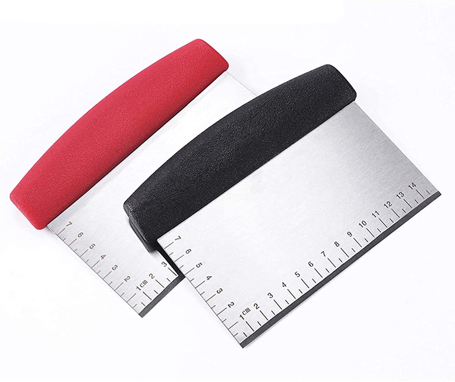store NAIDEV Stainless Steel Dough Scraper and Chopper for Cake, Bread, Pastry, Pizza, Food Cutter with Measuring Scale for Kitchen, Cooking, Baking Utensil Tool (Random color) - 2 Pieces