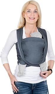 Hoppediz Tragetuch für das frühgeborene Baby, extra schmal, mit bebilderter Anleitung, Frühchentuch stone 4,60 x 0,45 m