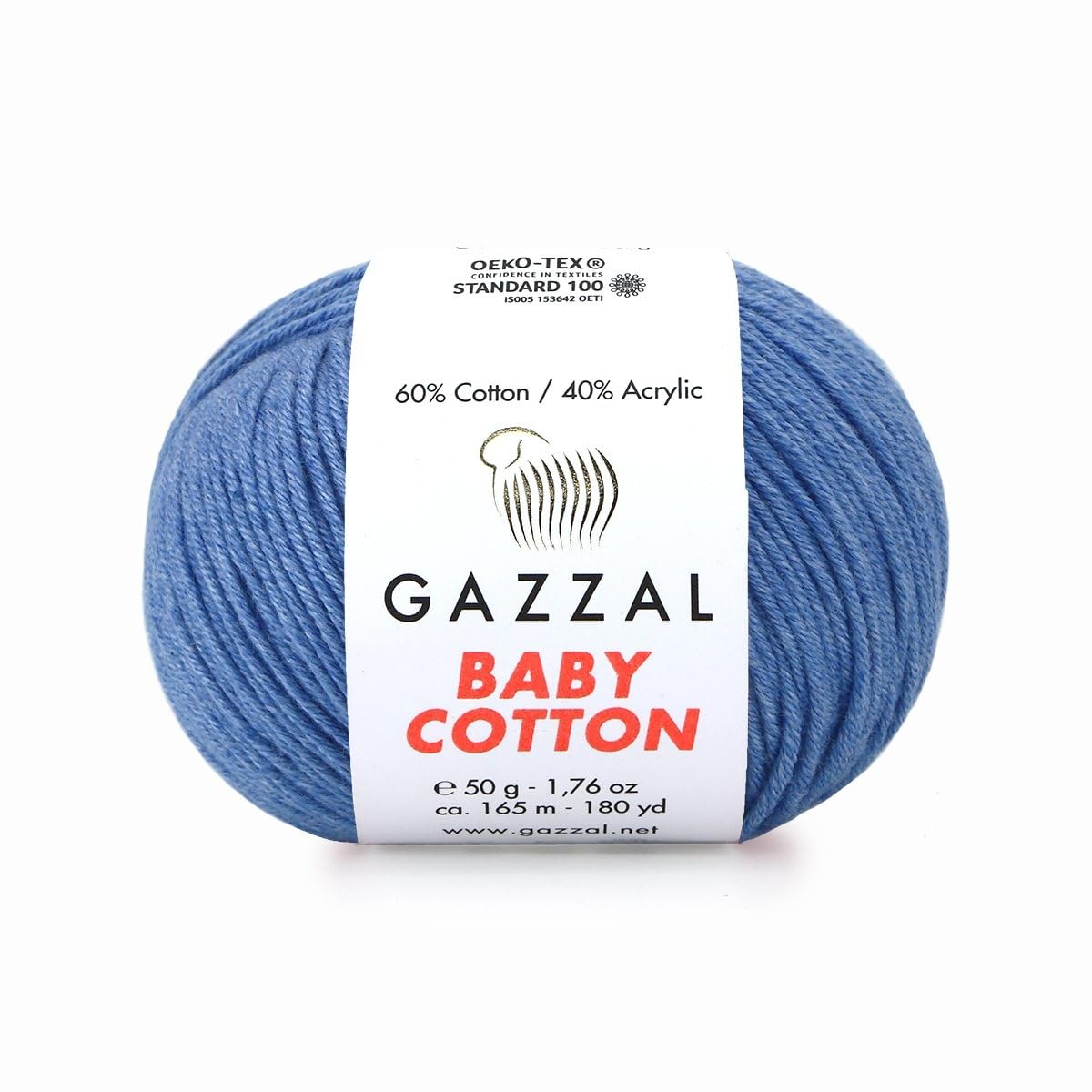 Gazzal Baby Cotton Yarn, 165m, 50g, Soft Amigurumi Doll Animal, Crochet Knitting Thread (31 Jeans) — image 1