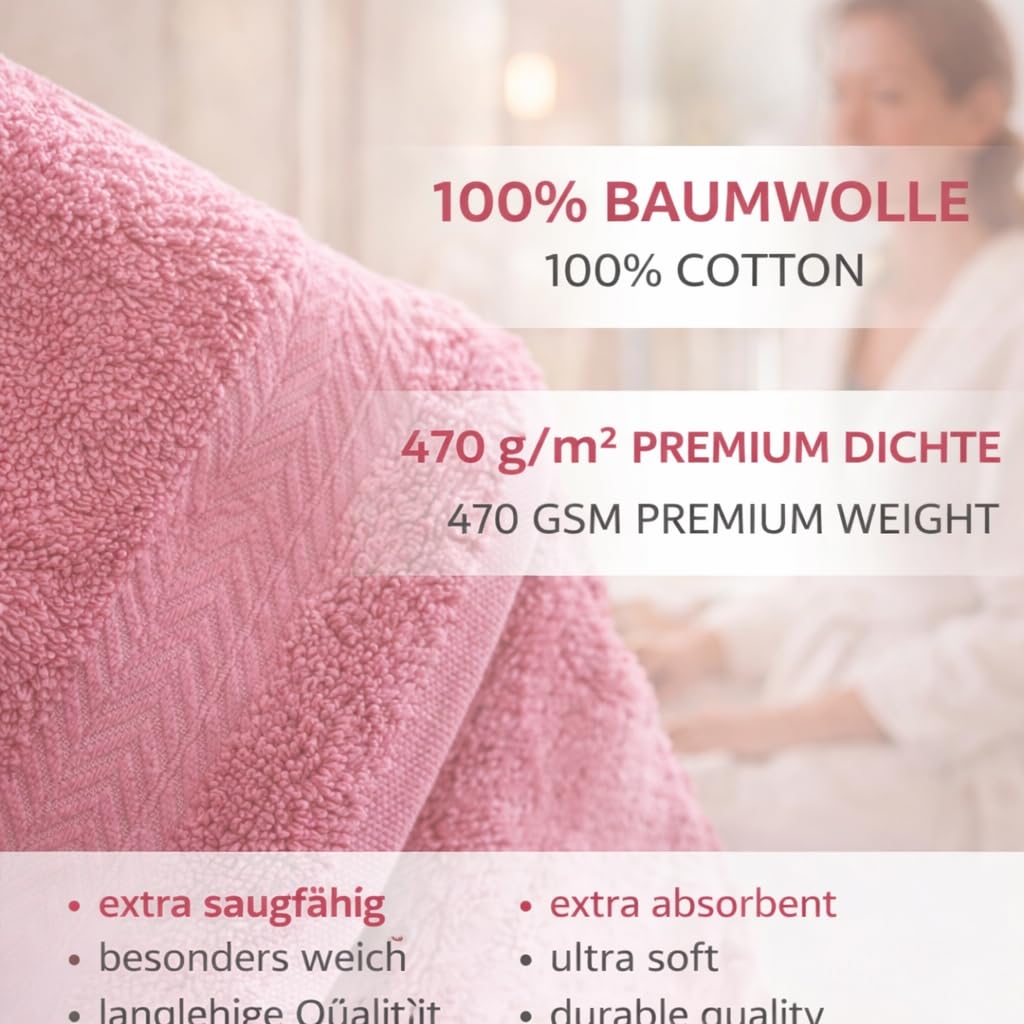 Betz Premium Handtuch-Set mit 10 Teilen – 100% Baumwolle, 4 Handtücher 50 x 100 cm, 2 große Duschtücher 70x140 cm, 2 Gästetücher 30 x 50 cm, 2 Waschhandschuhe, Altrosa