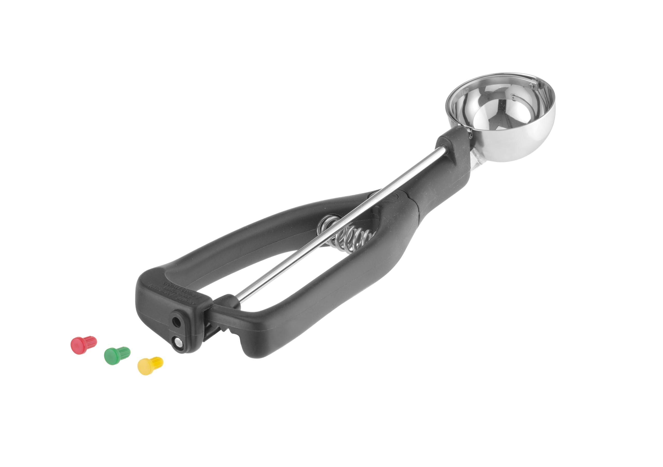 HENDI Eisportionierer für Linkshänder, Stöckel, mit Auslöser, mit farbiger Pins, ergonomischer Griff, Eislöffel, Eiscreme Löffel, Eiscreme Kugel, 1/30, ø49mm, Edelstahl, Polyamid
