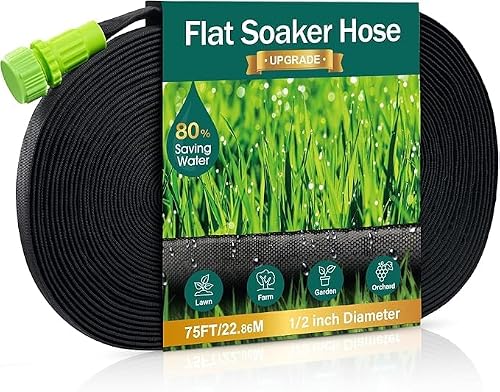 Soaker Hose - Flat Soaker Hose 100 FT for Garden Beds Garden Soaker Hoses