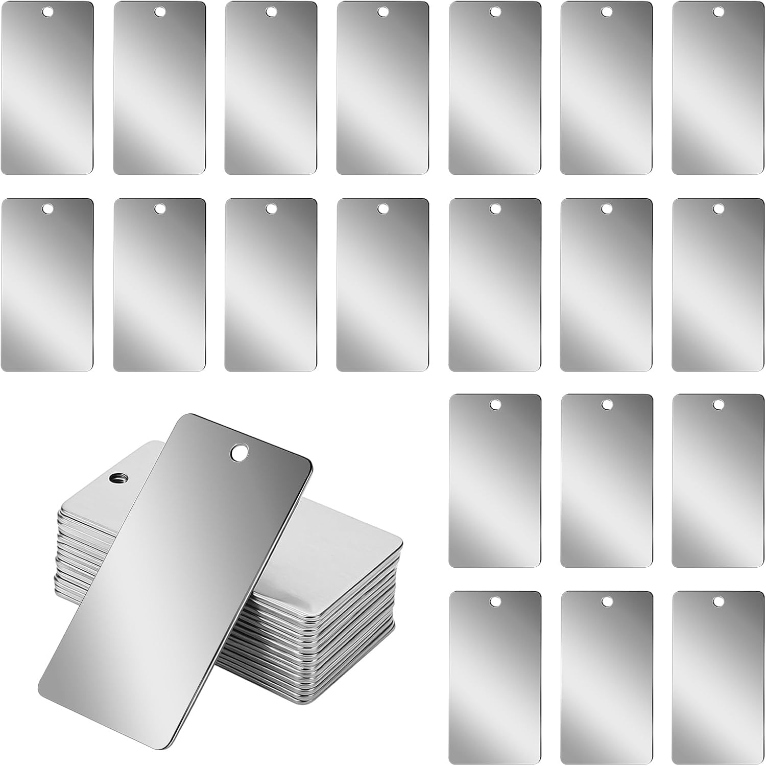 Metal Engraving Blanks Stainless Steel Rectangle Blank Tags Stamping Blanks Metal Tags, 1 Inch x 2 Inch, 20 Pack