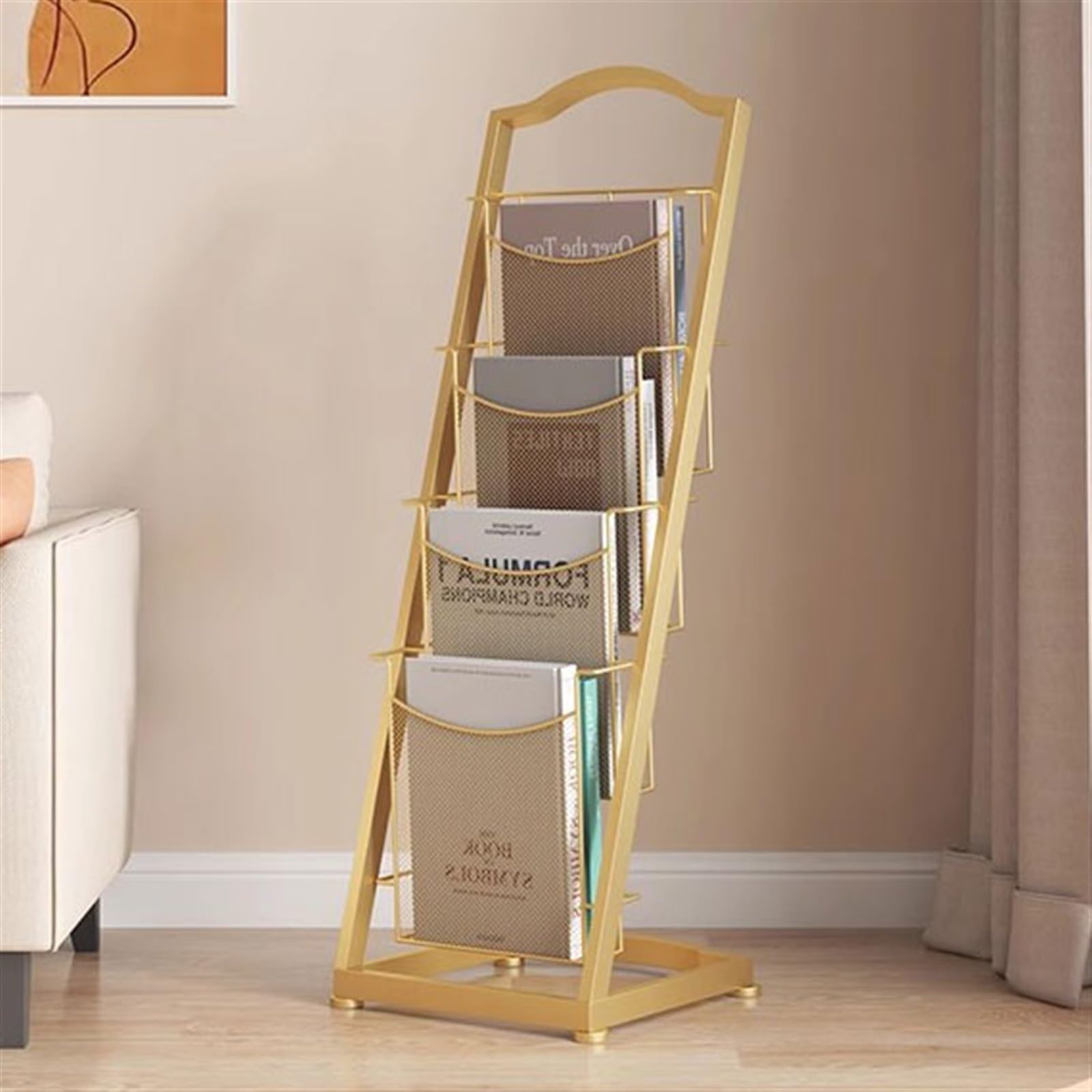 Zeitungsständer Prospekthalter 4/5-stufiger Zeitschriftenständer aus Eisen, Werbematerialständer, Prospektständer, Bücher- und Zeitungsregale, Broschürenaufbewahrung, Bodenzeitung, Zeitungsständer Ze