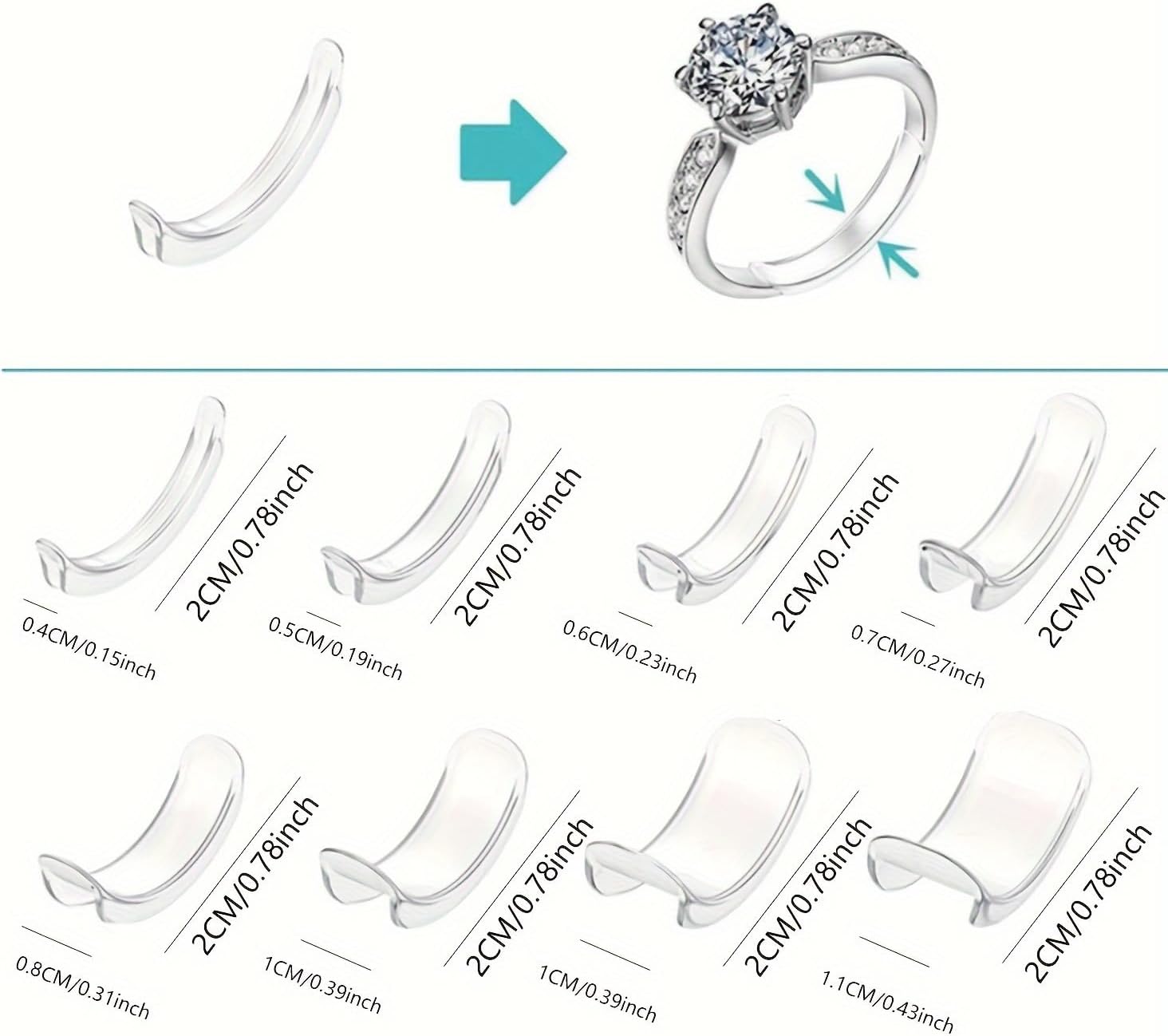 Ring Sizers Invisible Ring Size Adjuster, Ring Guards for Loose Rings Fit Any Rings, 2 Styles,Insert and Spiral