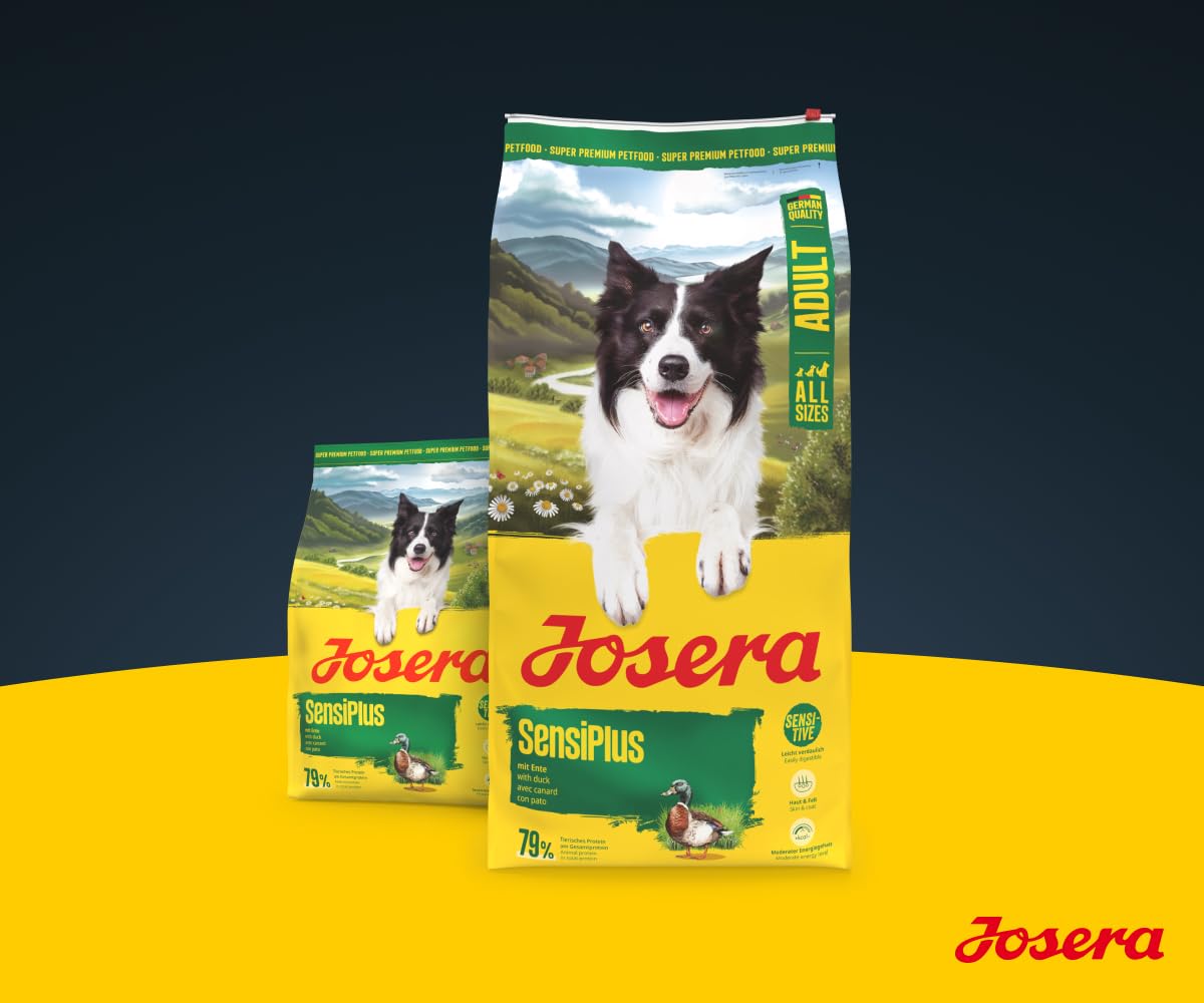 JOSERA SensiPlus 12,5 kg Adult Premium Trockenfutter mit Ente & Reis für empfindliche Hunde glutenfrei