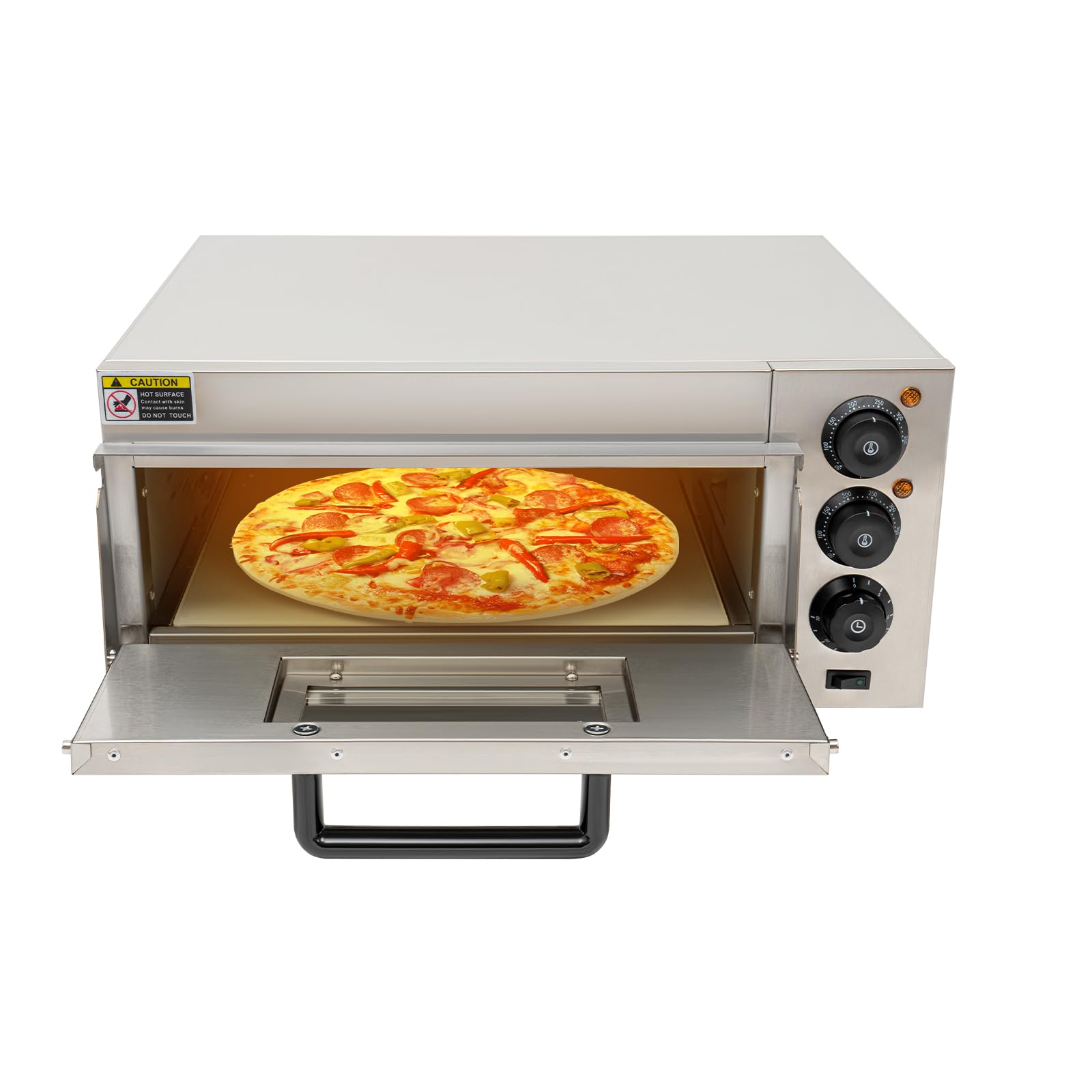 Indoor Pizza Oven, 1800W Countertop Electric Pizza Oven with Pizza Flagstone and Temperature and Time Control, Commercial Pizza Oven for Restaurants, Snack Bars, Home Uses
