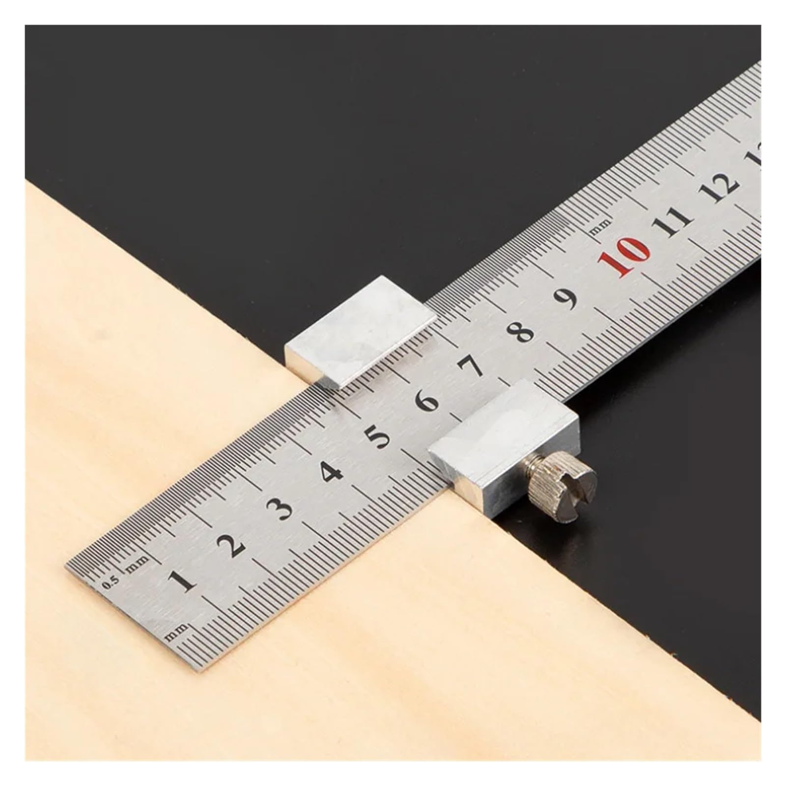 Juego de Calibres, Escuadra de carpintero, herramientas carpintería, regla acero, bloque posicionamiento, calibre medición y marcado(39MM)
