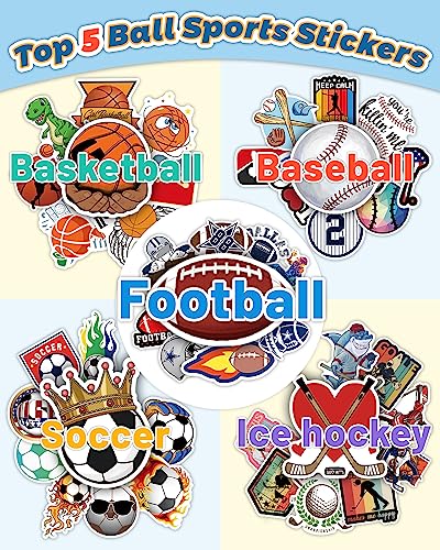 Pcnearty 300 Pcs Sport Stickers For Kids, Water Bottle Stickers, Cute Vinyl Waterproof Hydroflask Phone Skateboard Laptop Stickers, Bulk Sticker Packs For Boys Girls Teens Adults #TOP4