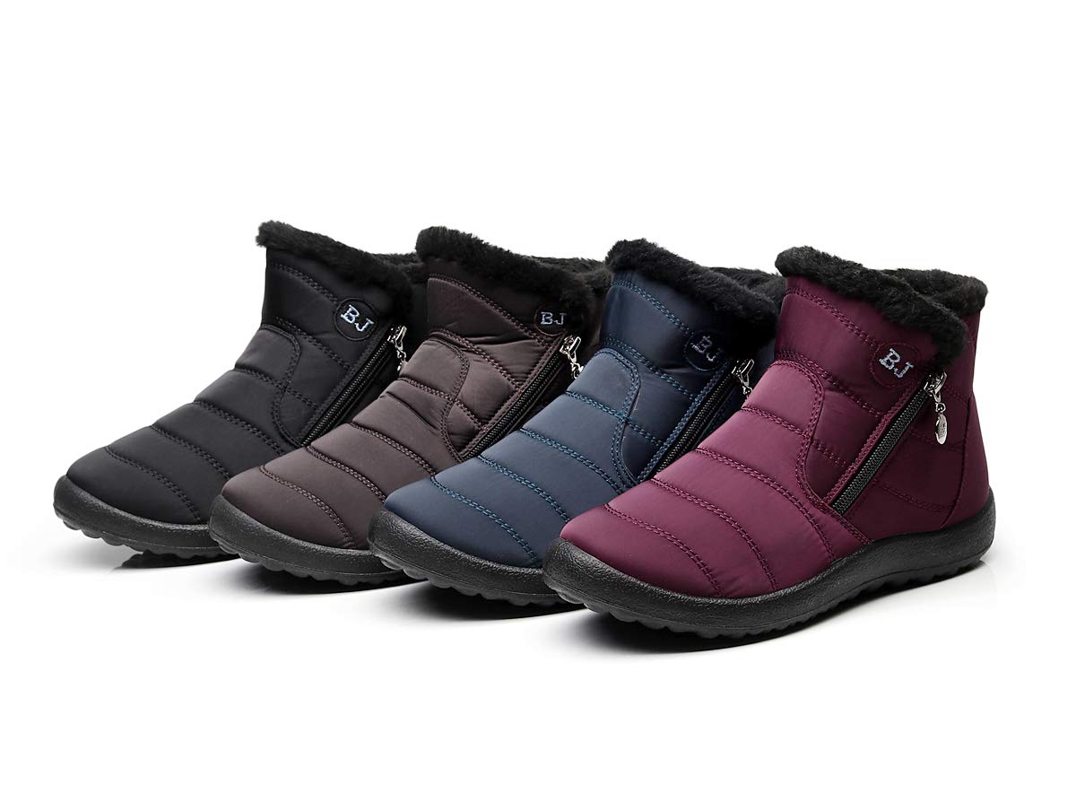 Stivaletti Donna,Popoti Stivali Inverno Caldo Neve Stivaletti Imbottiti di Unisex Impermeabile Appartamenti Stivaletti Antiscivolo Casual Camminate All'aperto