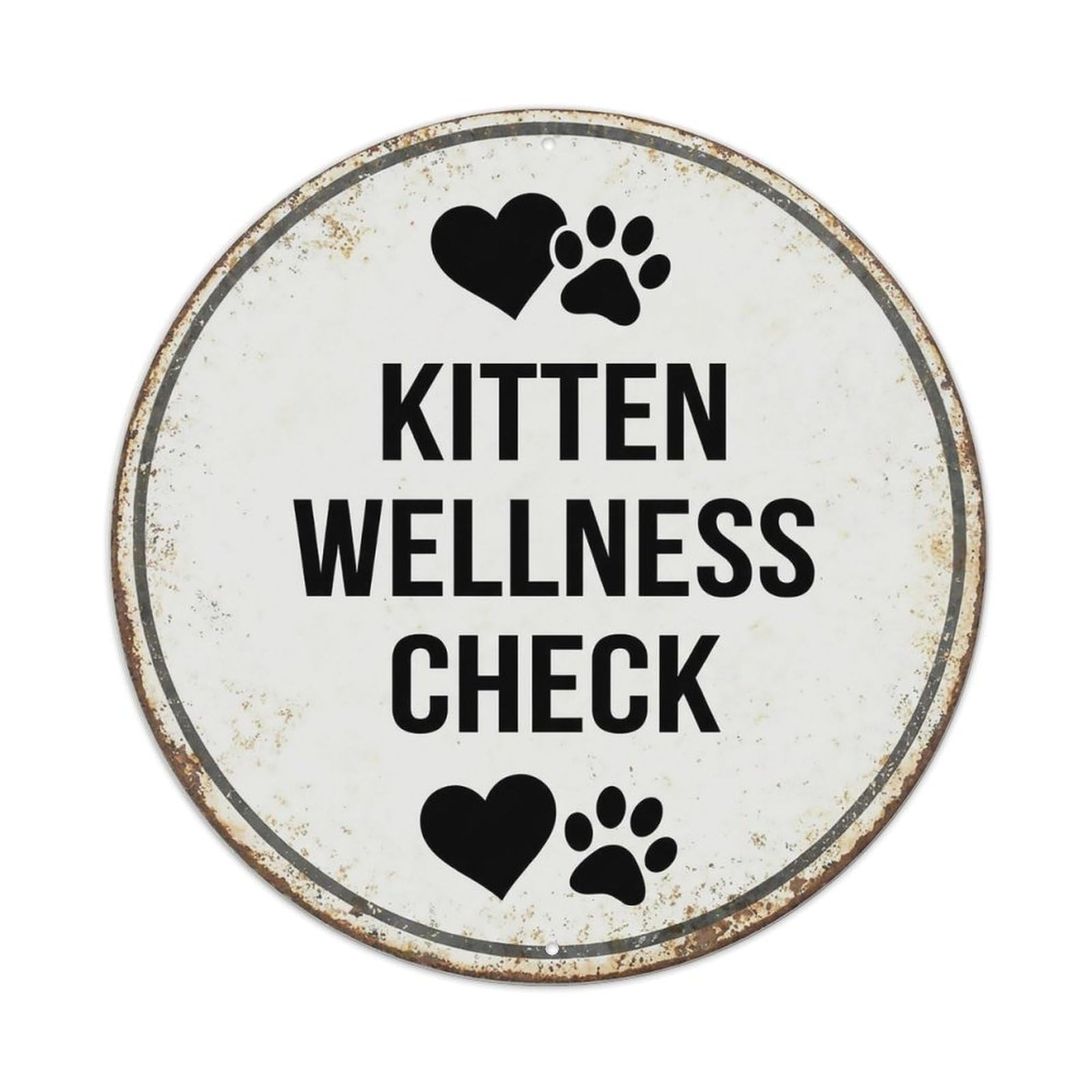 Vintage Kitten Wellness Check Clinic Metal Tin Sign