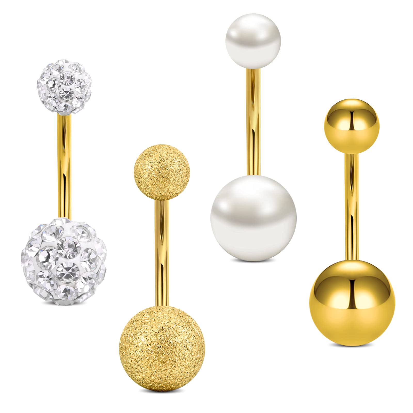 Vcmart 8er piercing ombligo 12mm set acero quirúrgico plata oro rosa piercing ombligo circonita diamante