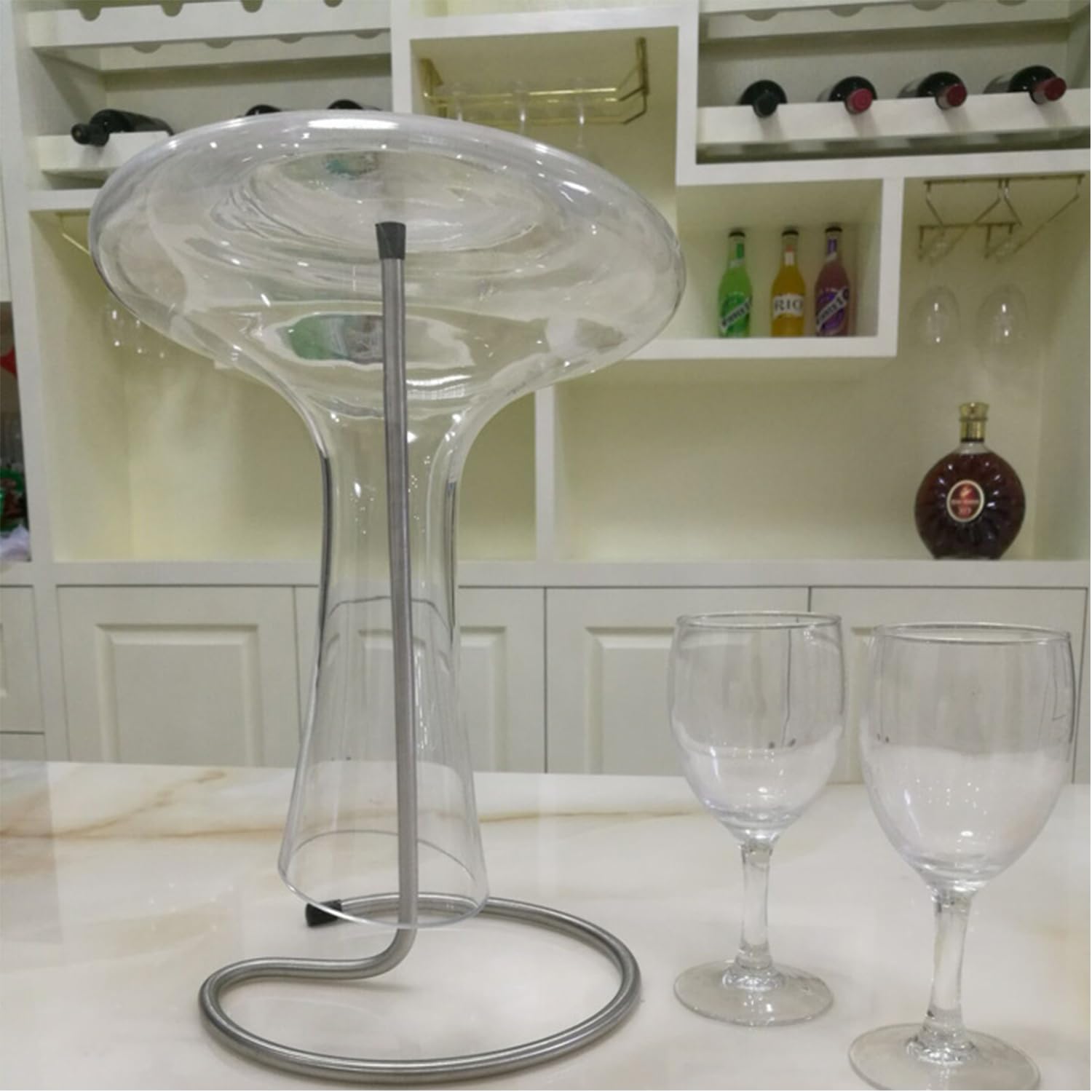 Porte-Bouteille en Acier Inoxydable Égouttoir, Support De Décanteur Sec,Support De Carafe, Porte-Carafe À Vin en Acier Inoxydable pour Carafe à vin, vin de Carafe en Forme de Cercle Creux