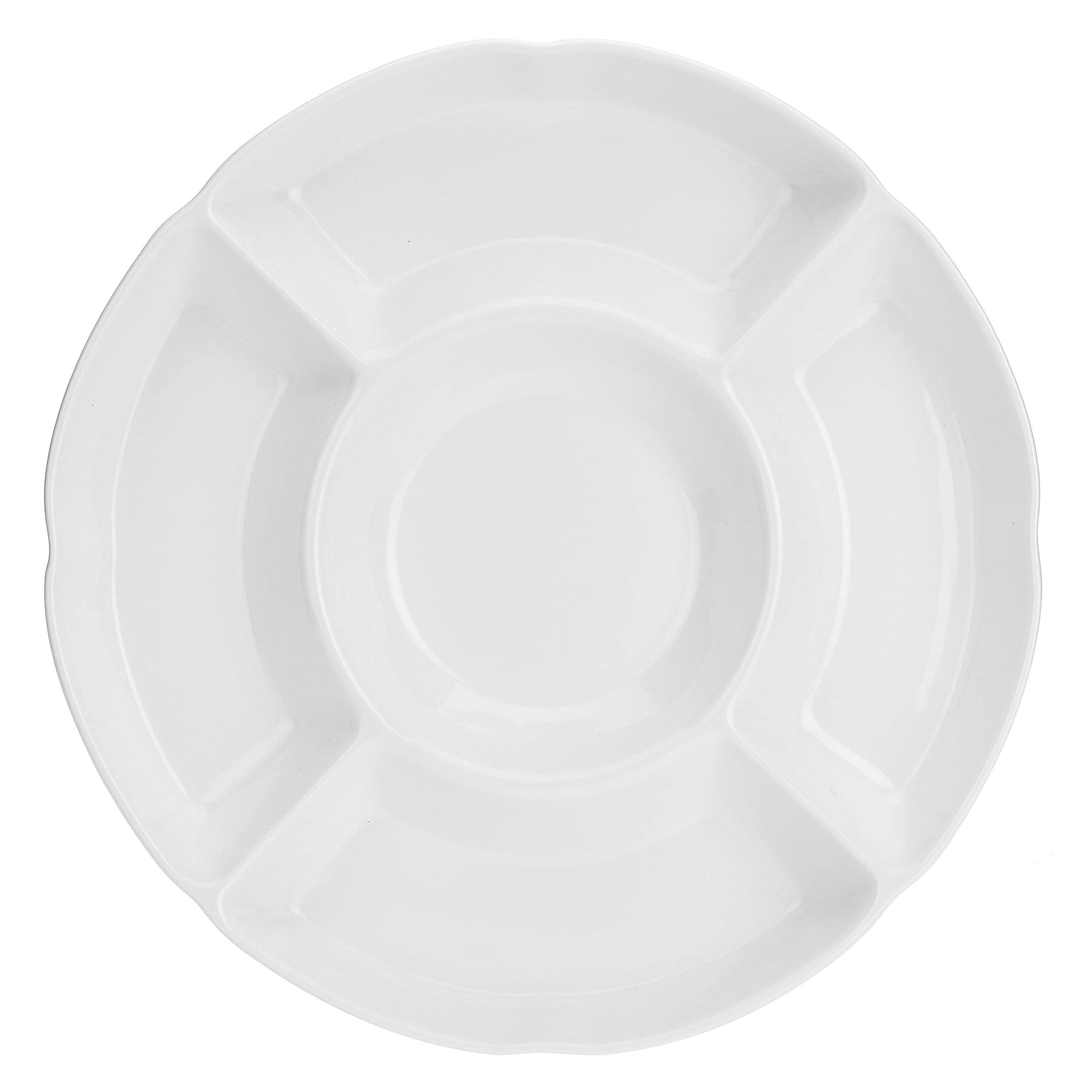 la Porcellana Convivio Round Serving Plate 5 Parts cm 25,5 in Gift Box, White