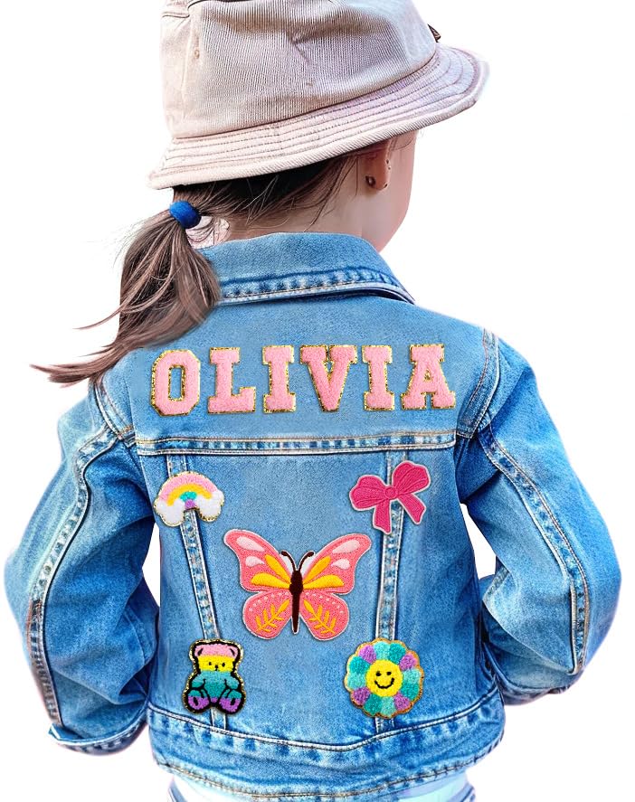 Personalized Kids Denim Jacket with Names, Back to School Outfits for Girls and Boys, Toddler Clothing Jacket, 1-8 Year Old Girl Boy Easter Birthday Christmas Gift