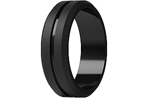 ThunderFit Silicone Wedding Bands for Men, Brushed Top Middle Engraved Line Rubber...