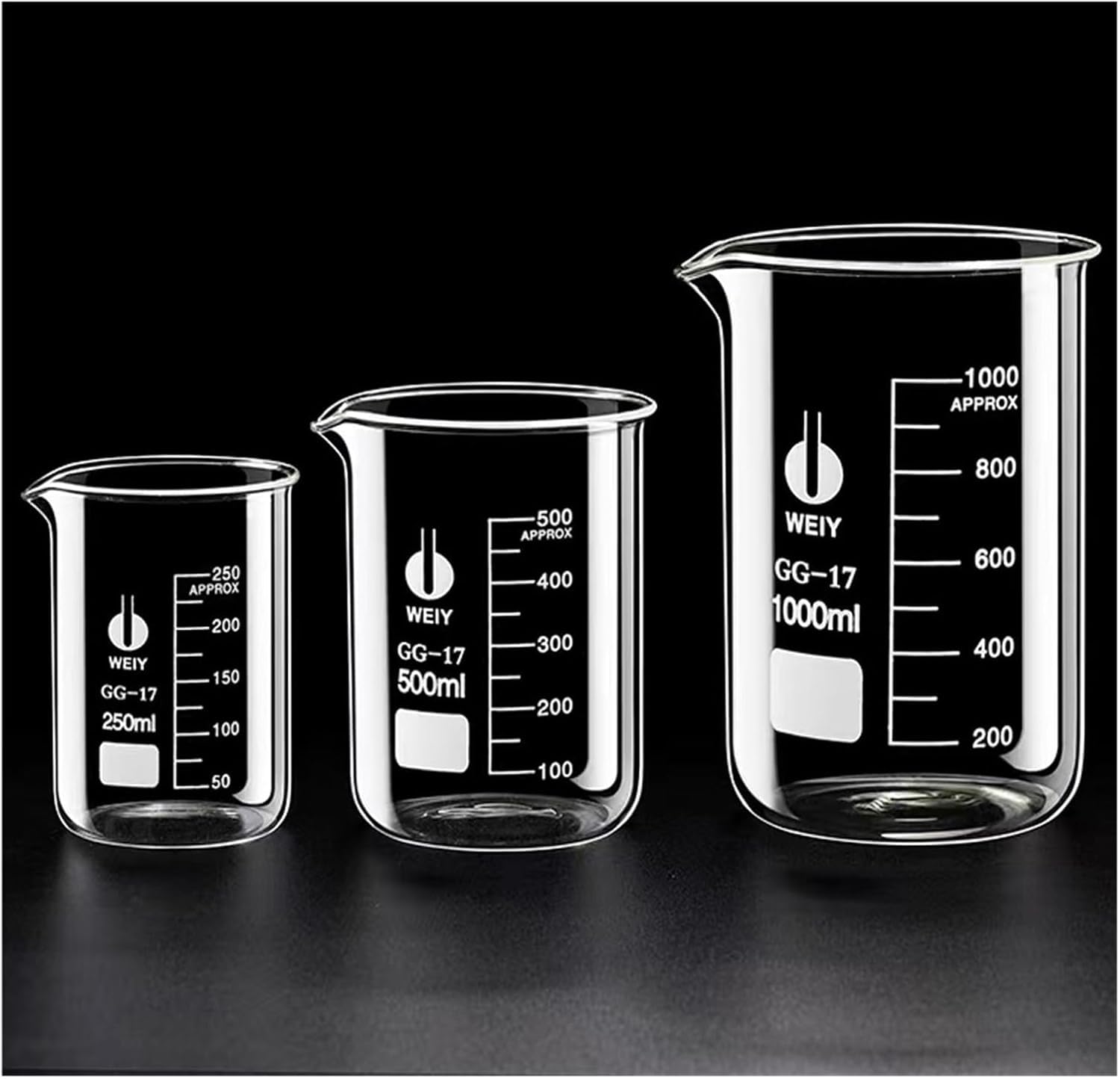Laborglas Becher-Set, Hochtemperatur-Messbecher, 2 Stück für genaue Flüssigkeitsmessungen, langlebig und hitzebeständig für Chemie und Experimente