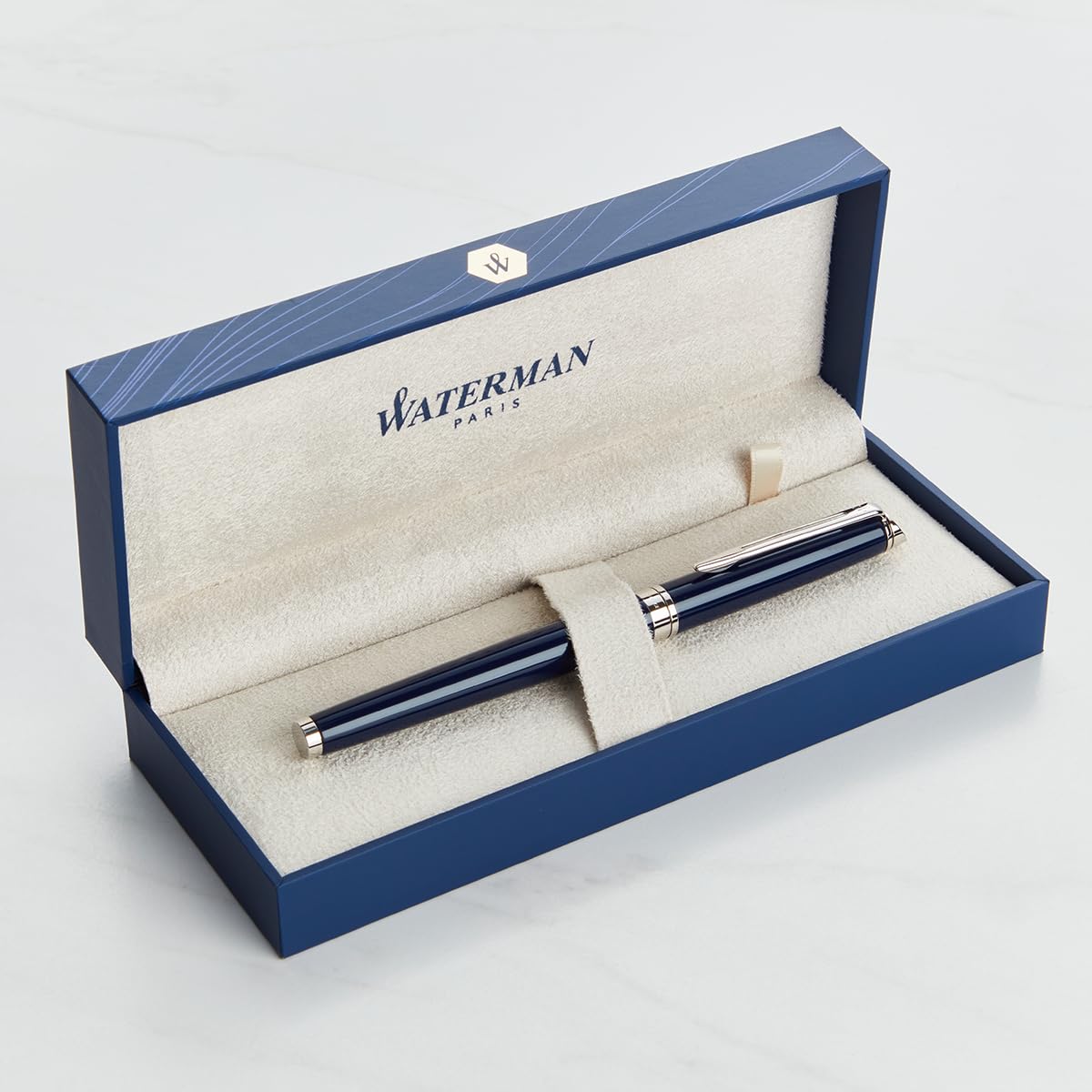 Personalised Waterman Hemisphere Pen – Engraved Luxury Pen Customised Gift for Men, Women, Graduation, Retirement, Business, Birthday (Fountain Pen, Dark Blue)